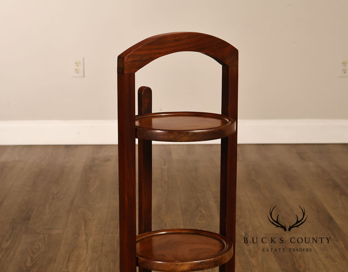 Mahogany Three Tier Collapsible Dumbwaiter Stand