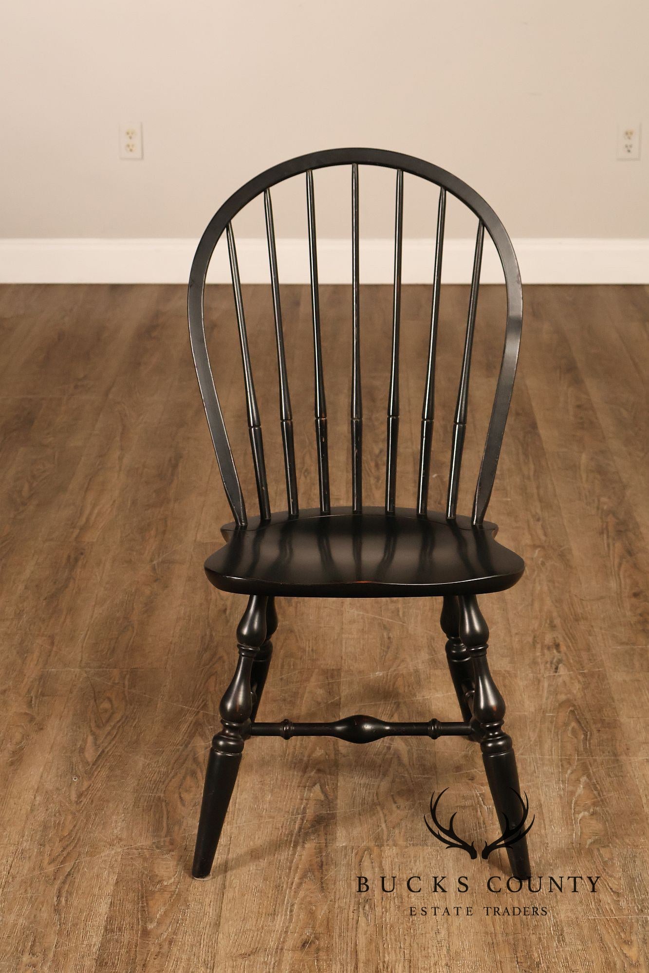 Nichols And Stone Set Of Six Black Windsor Dining Chairs