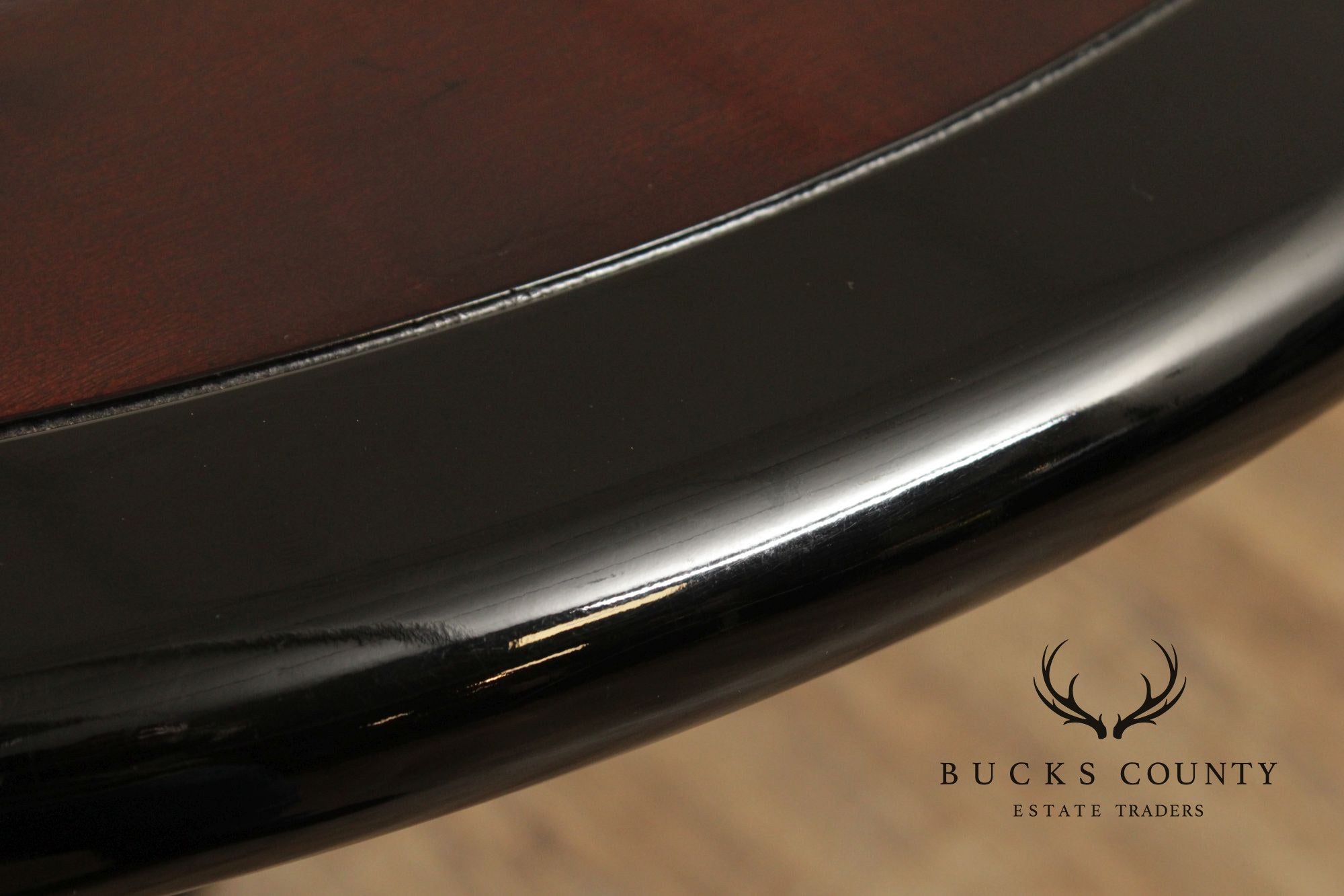 Henredon 'Scene Three' Oval Expandable Black Lacquered And Burl Walnut Dining Table