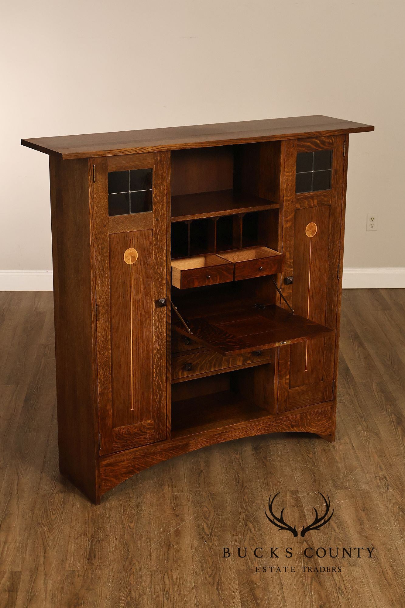 Stickley Harvey Ellis Mission Collection Oak Fall Front Secretary Bookcase