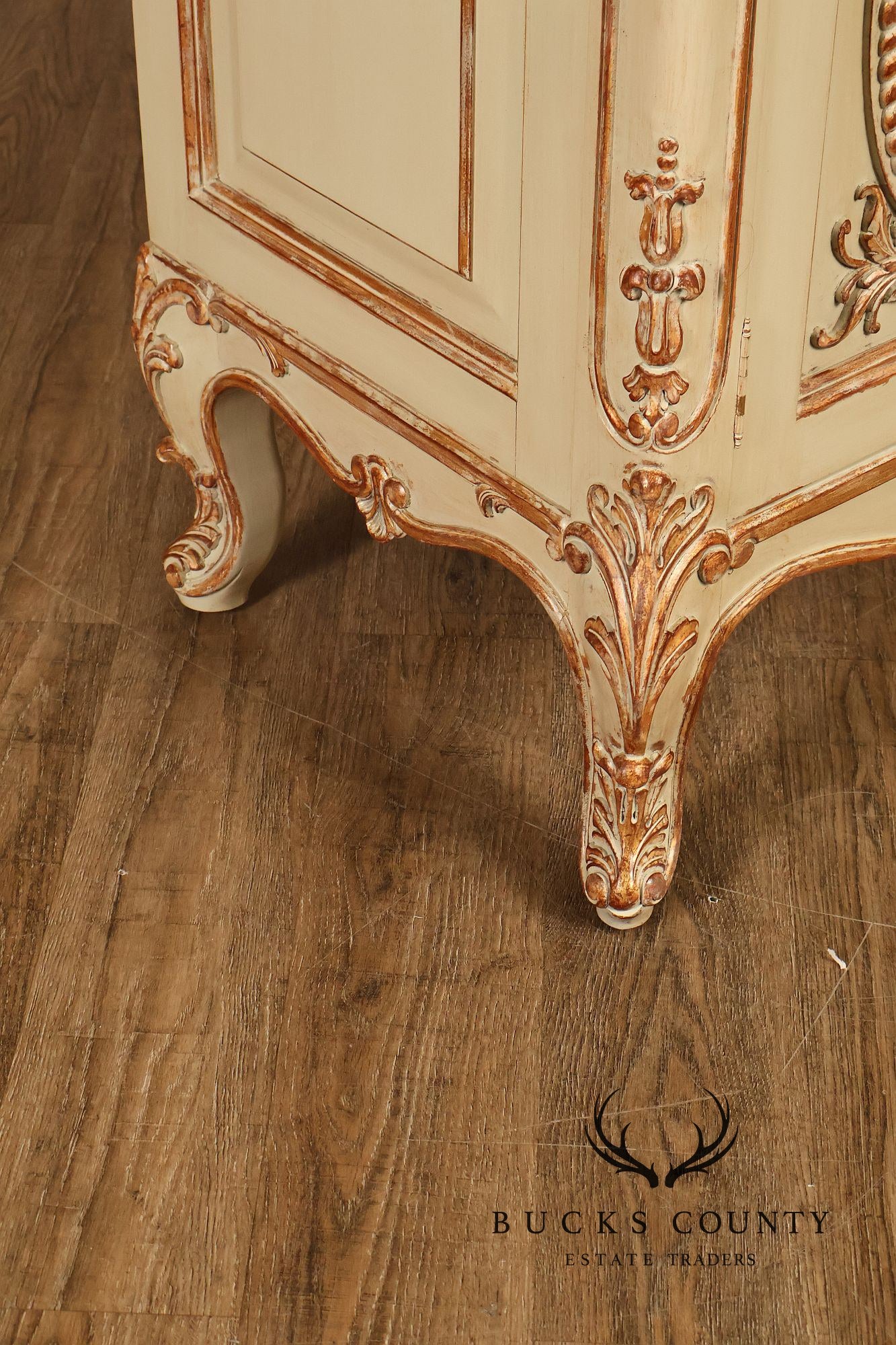 French Rococo Style Painted Sideboard Buffet Cabinet