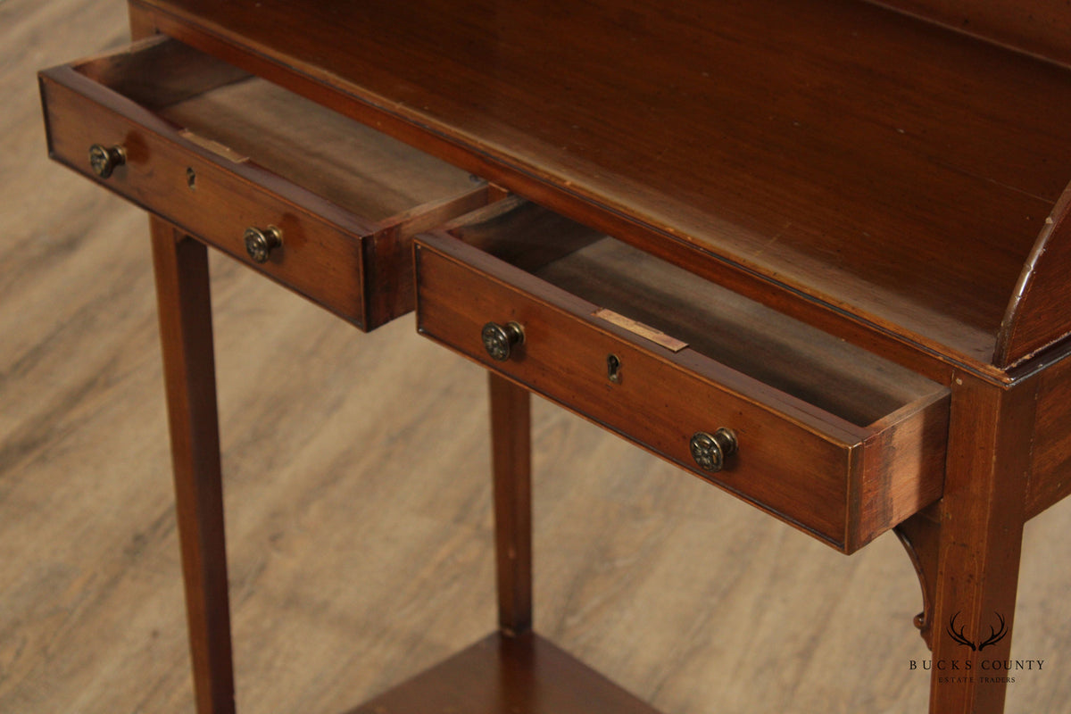 Georgian Style Mahogany Two-Drawer Server Console Table With Gallery