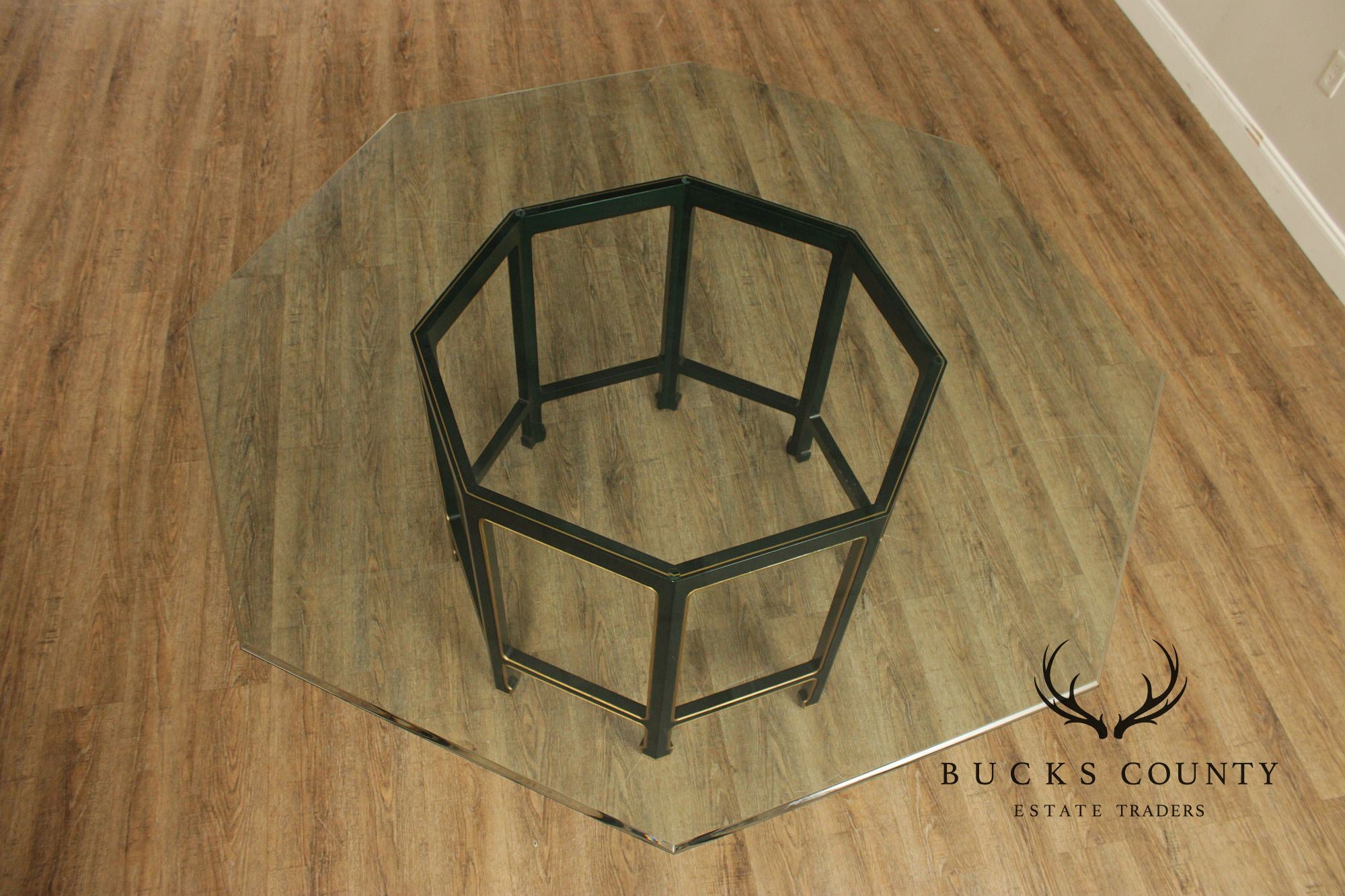 Kindel Chinoiserie Style Glass Top Dining Table