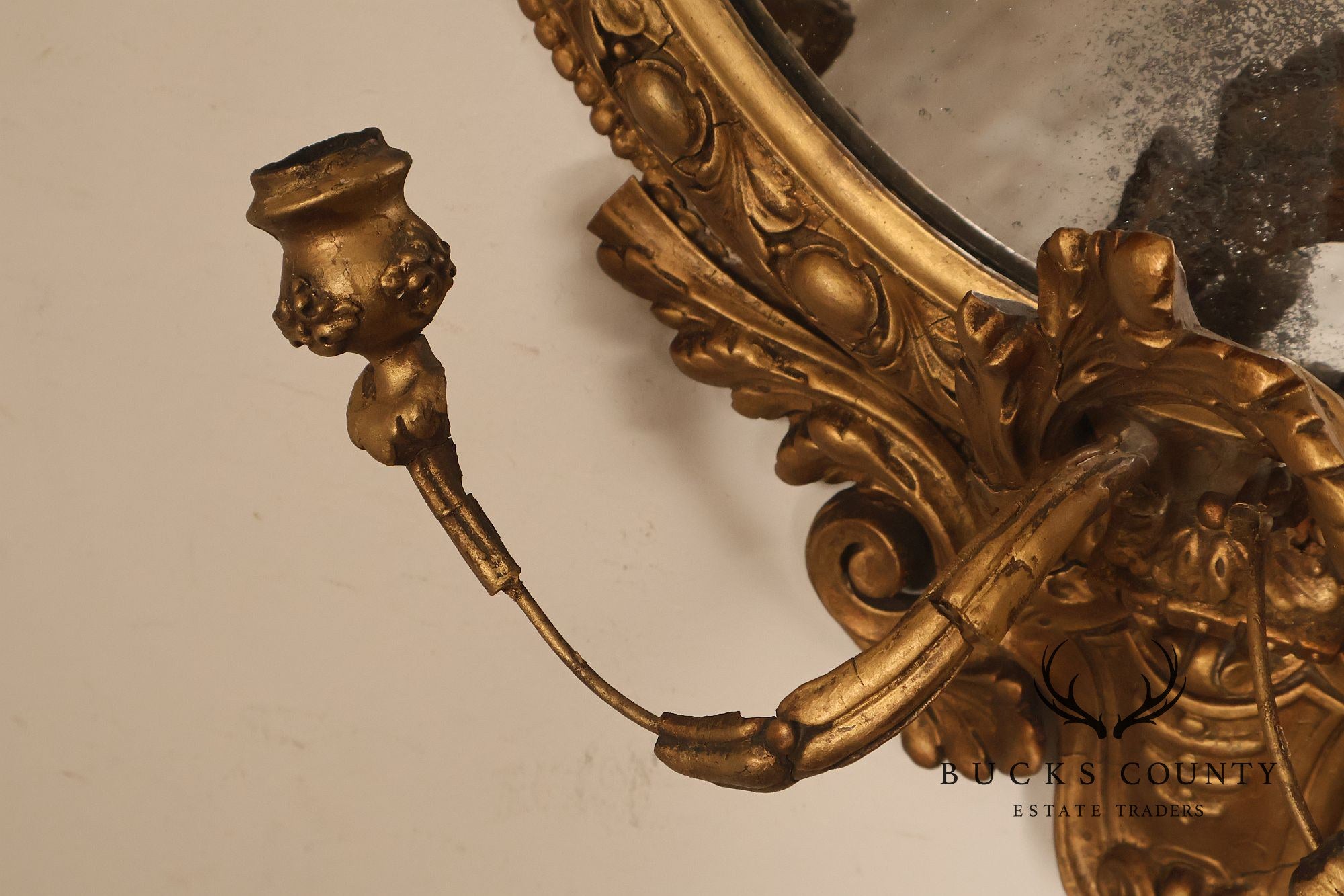 Antique French Giltwood Girandole Mirror