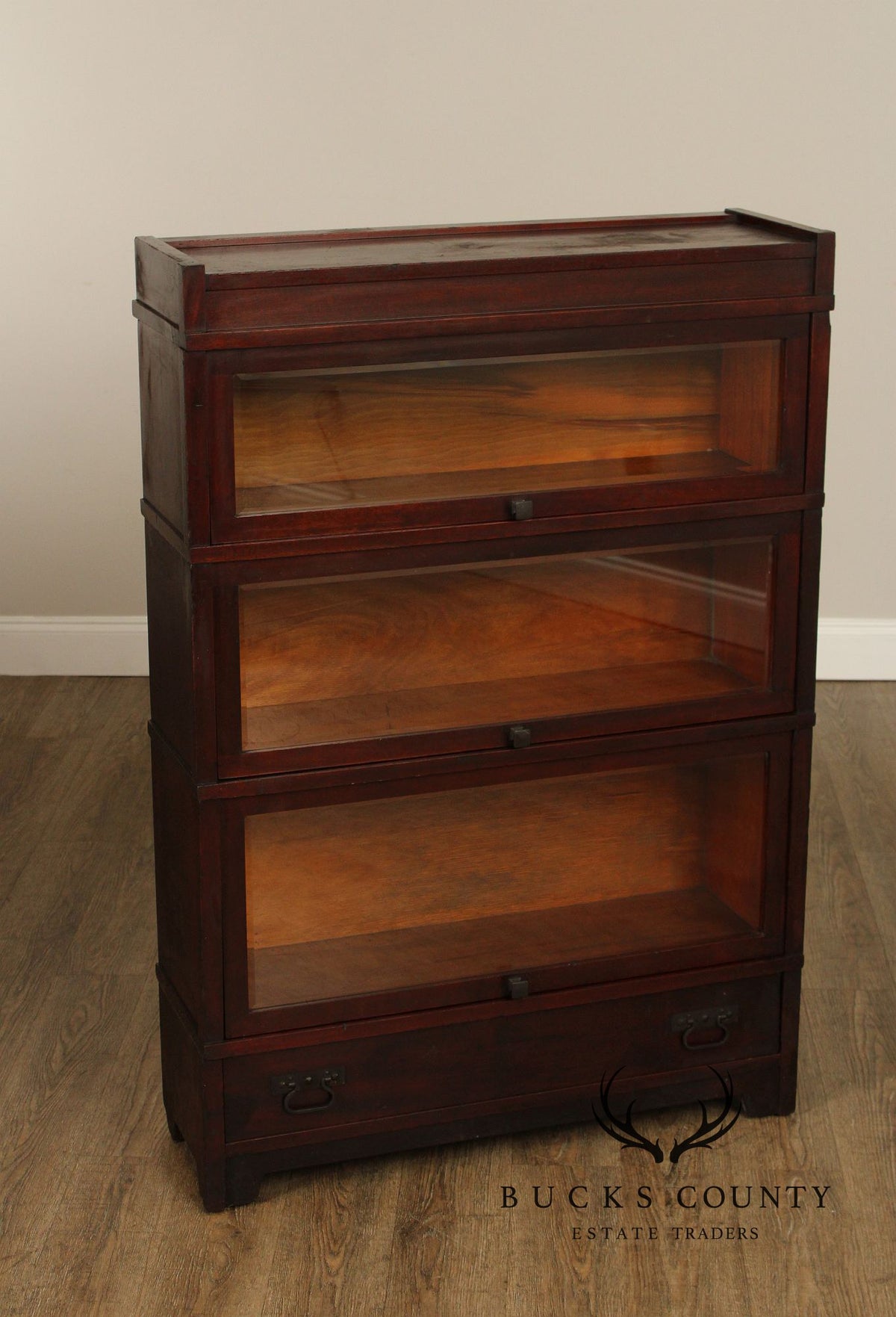 Vintage Mahogany Three-Stack Barrister Bookcase