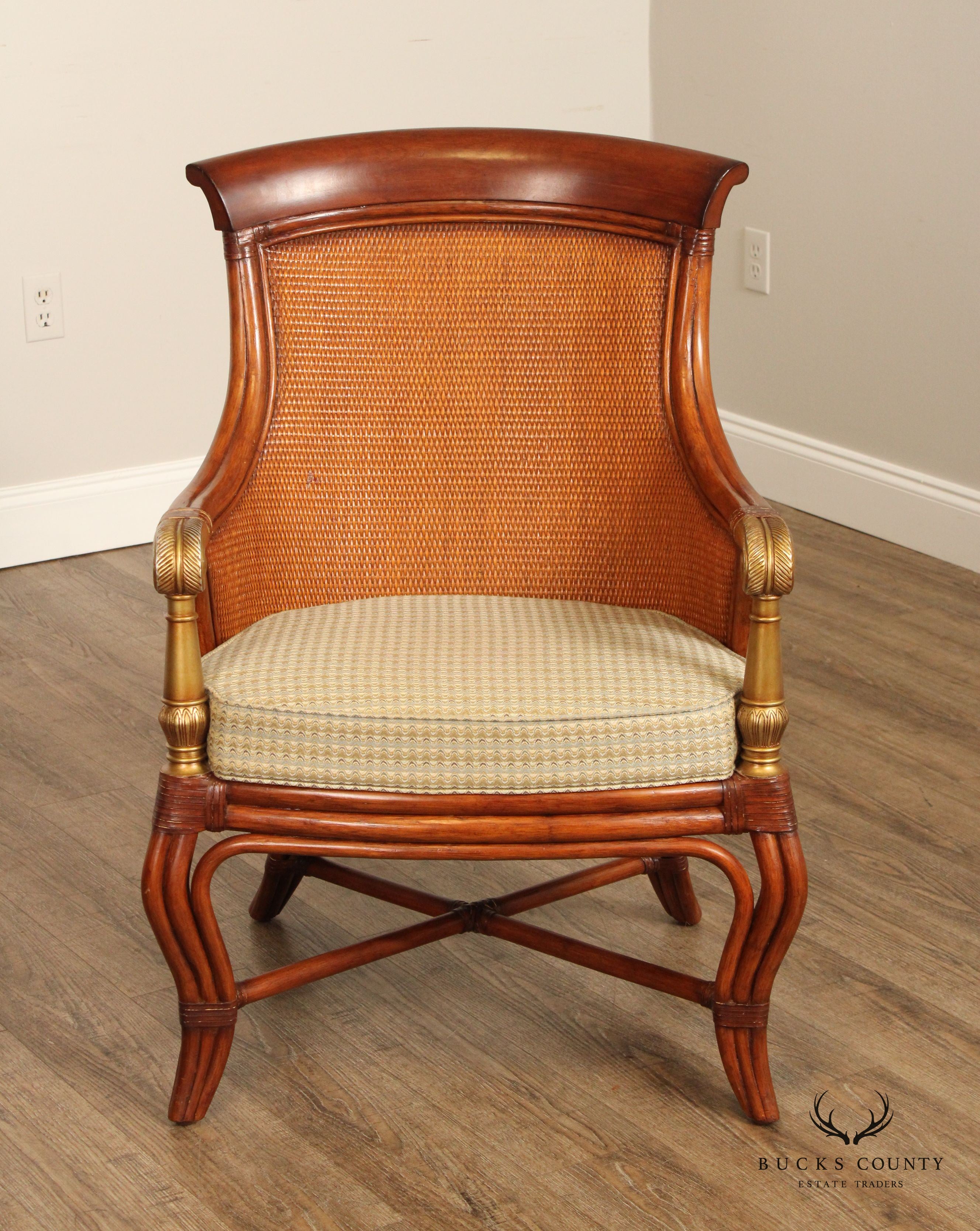 Ethan Allen British Colonial Style Rattan 'Bermuda' Armchair