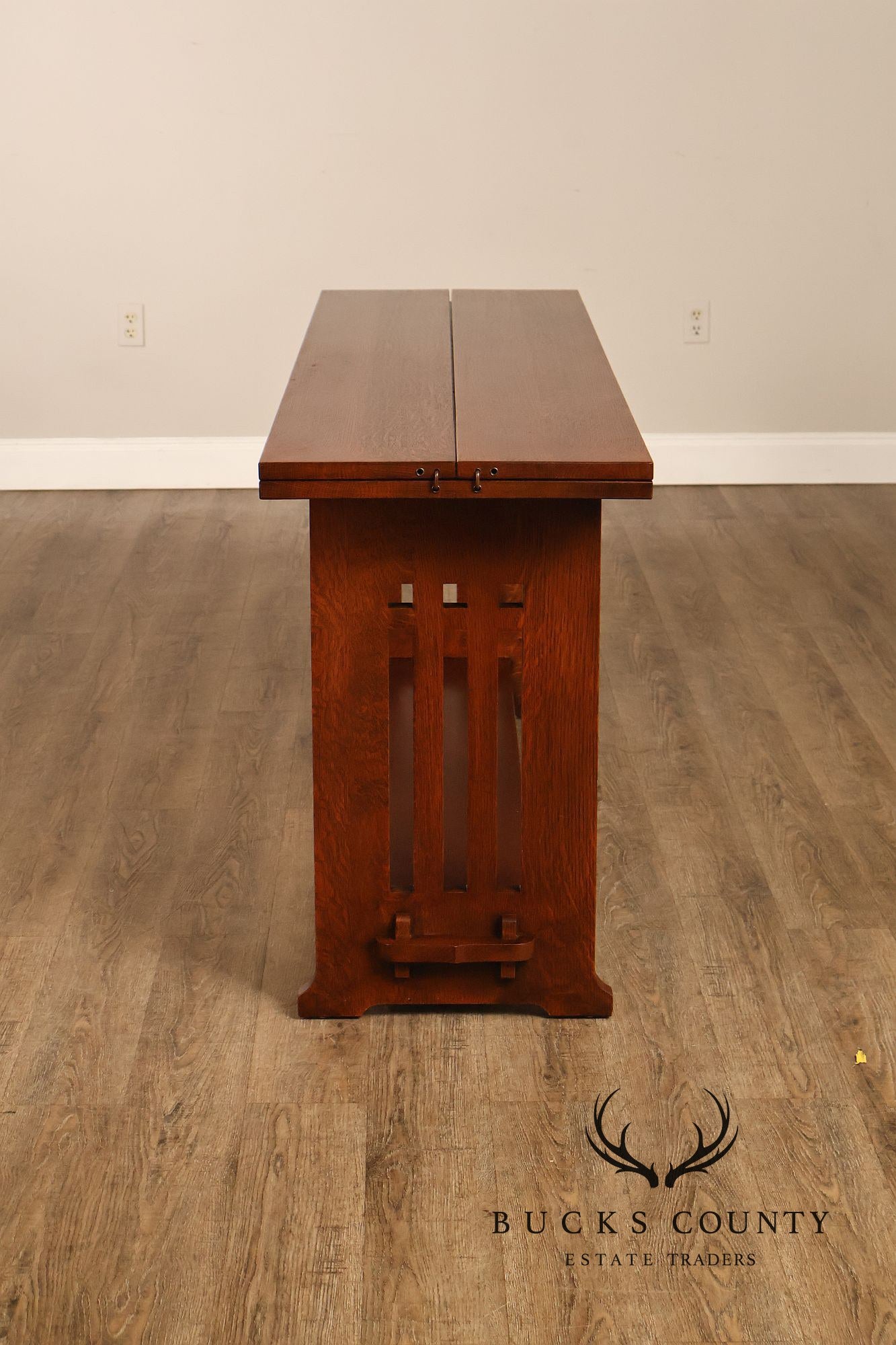 Stickley Furniture Mission Collection Oak Flip Top Harvest Console Or Dining Table