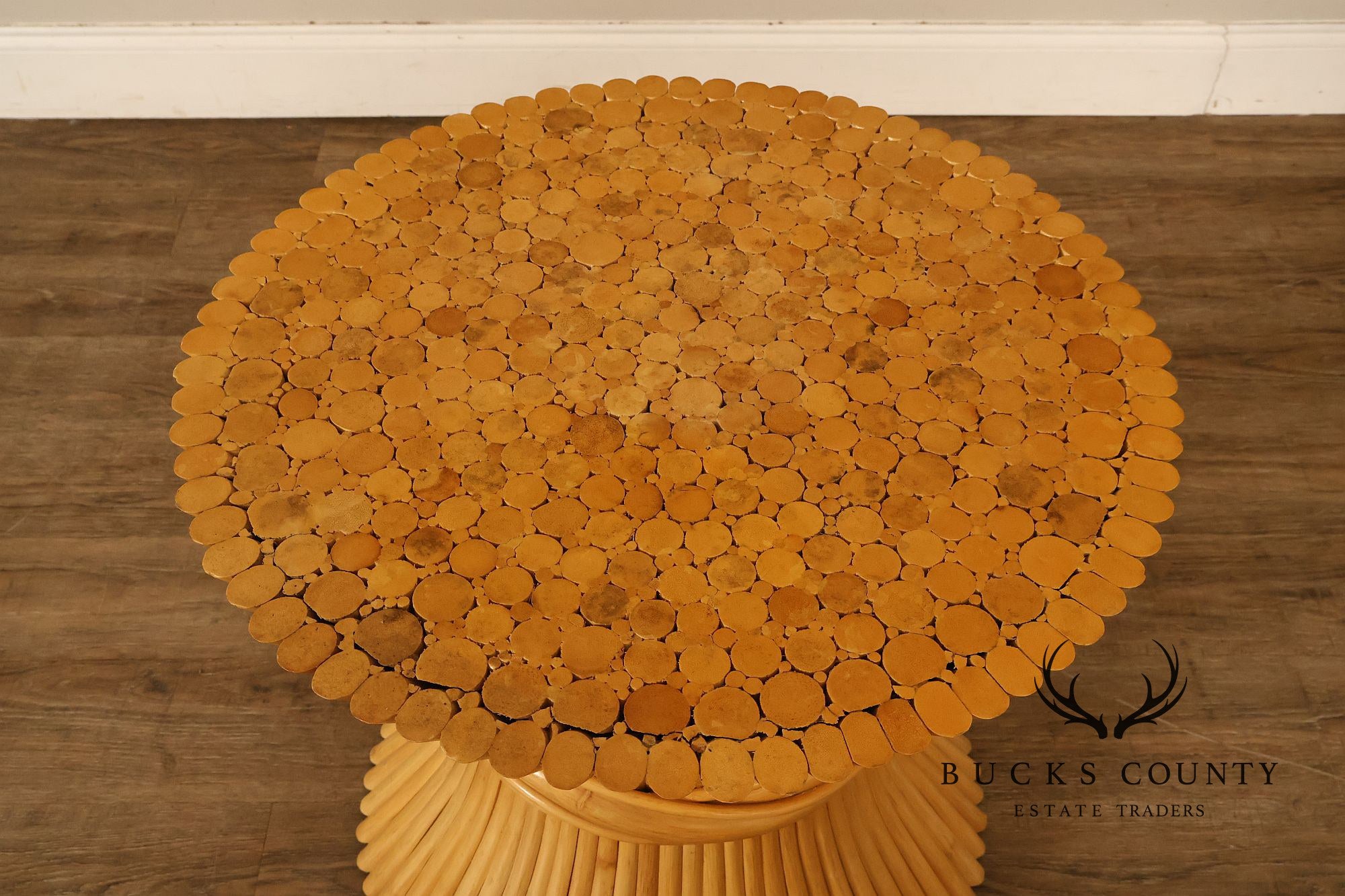 Vintage Pair of Wheat Sheaf End Tables