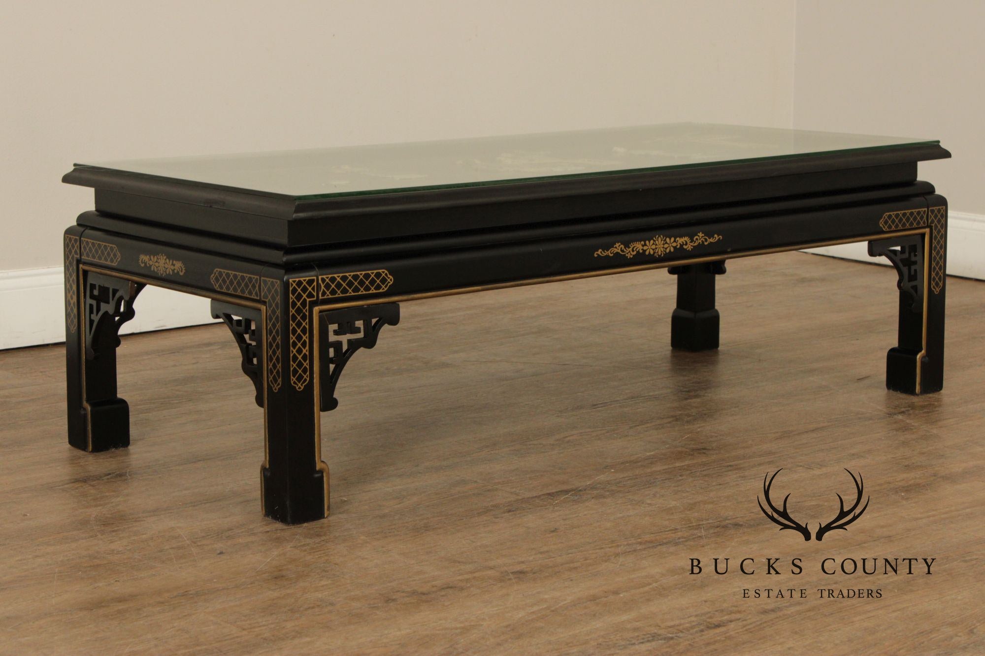 Chinoiserie Glass Top Coffee Table