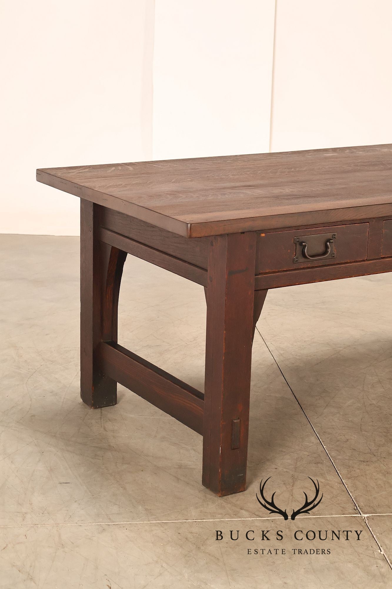 Early Gustav Stickley No. 460 Oak Library Table With Rare Hardware