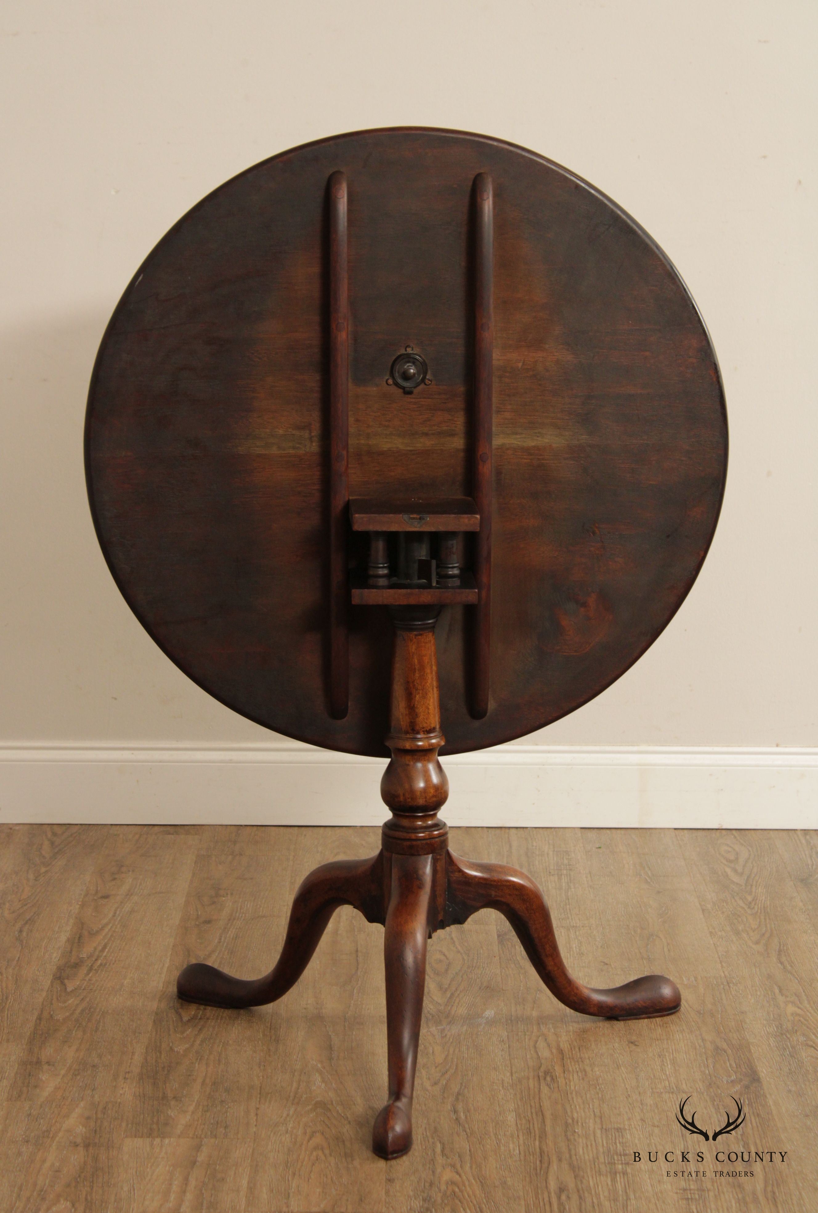 Queen Anne Style Antique Mahogany Tilt-Top Tea Table
