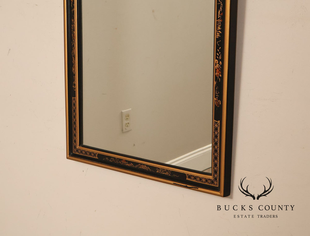 Chinoiserie Black Lacquer And Gilt Decorated Wall Mirror
