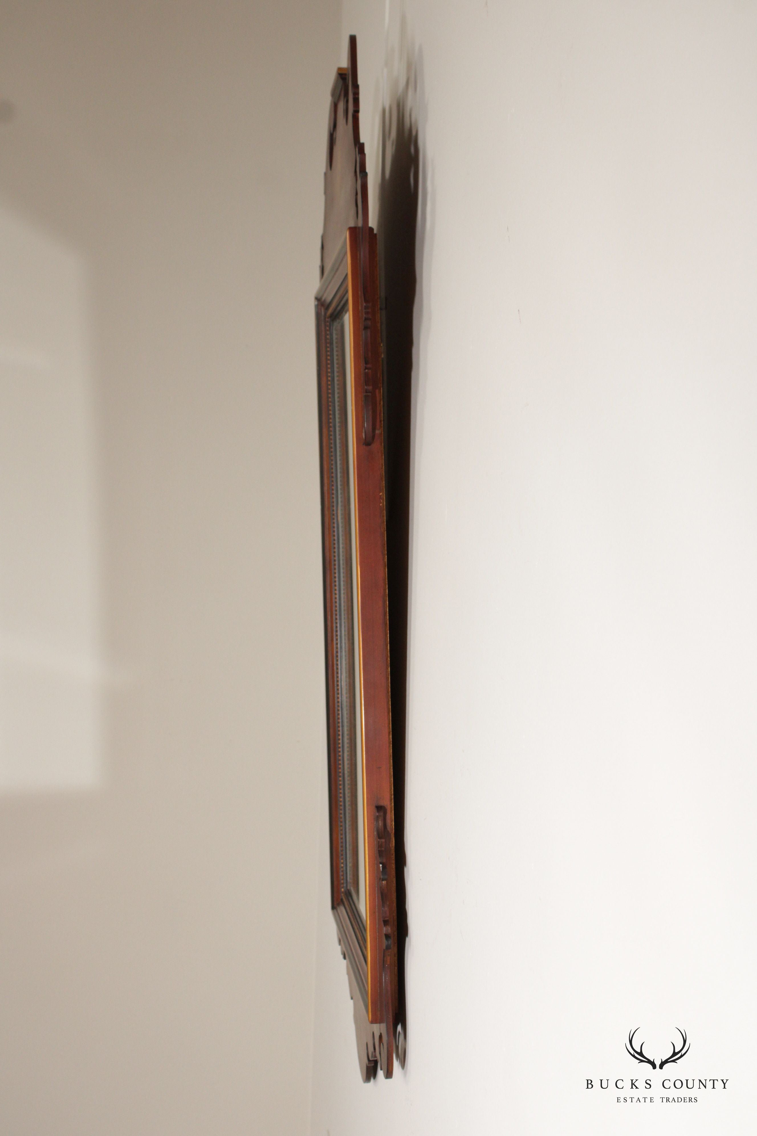 Drexel Heritage 'Devoncourt' Chippendale Style Mahogany Inlaid Wall Mirror