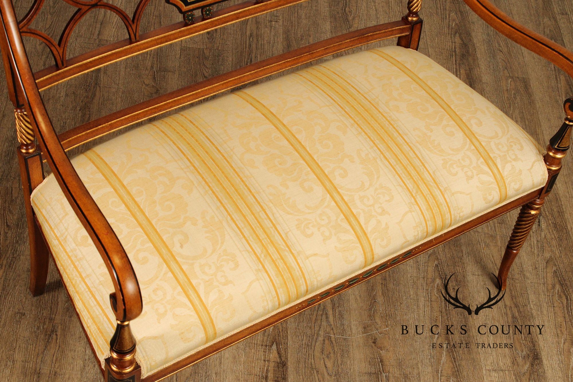 Galimberti Lino Italian Regency Style Paint Decorated Settee