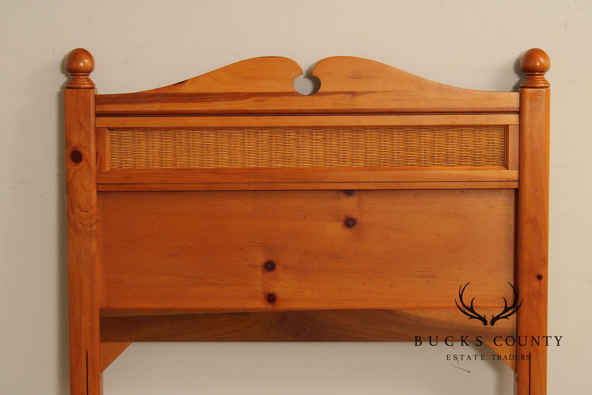 Stanley Furniture Country Pine and Wicker Twin Headboard