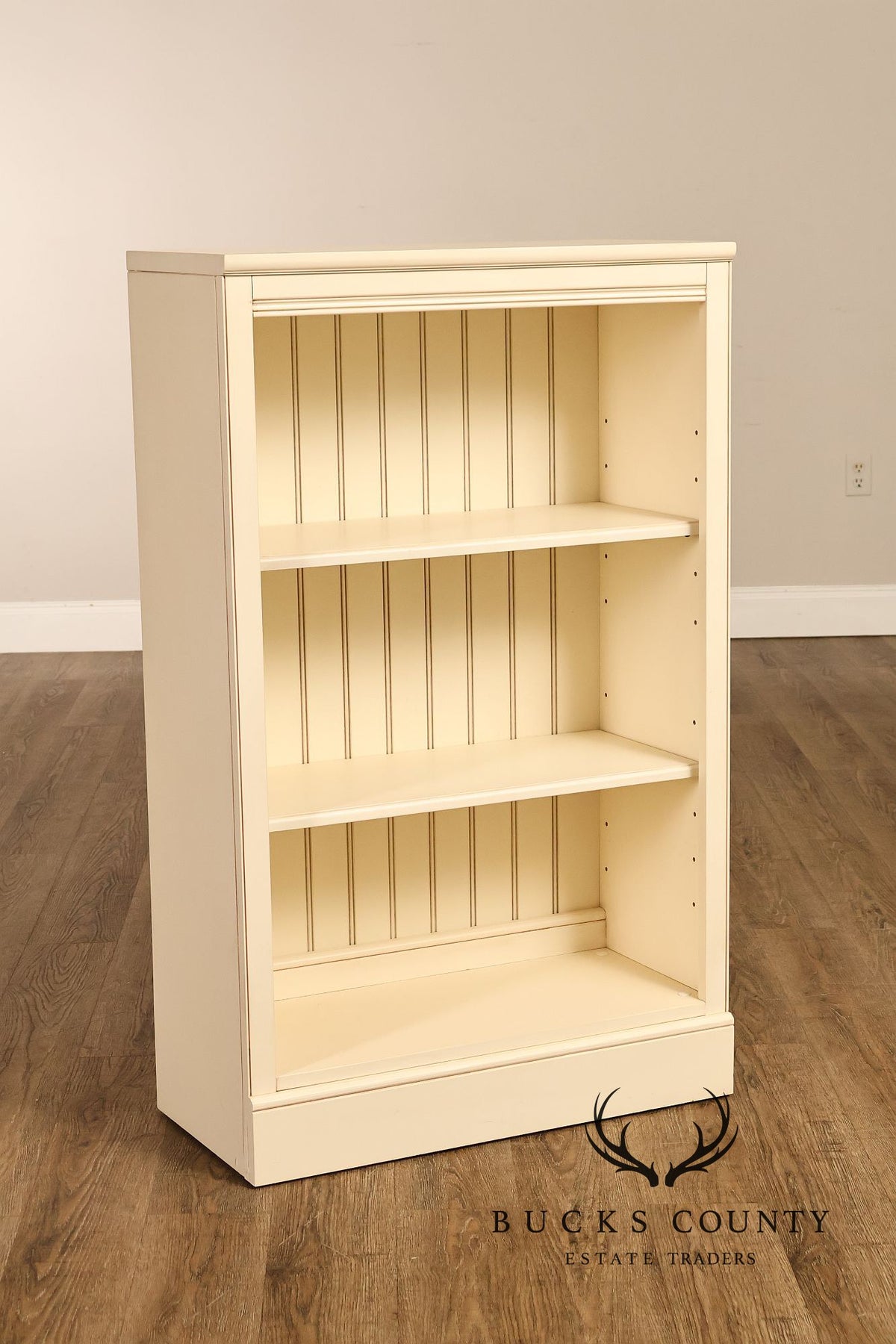 Ethan Allen Coastal Style Pair of Painted Open Bookcases