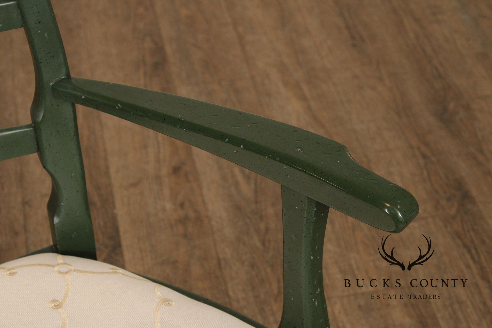 French Country Style Pair of Painted Ladderback Armchairs