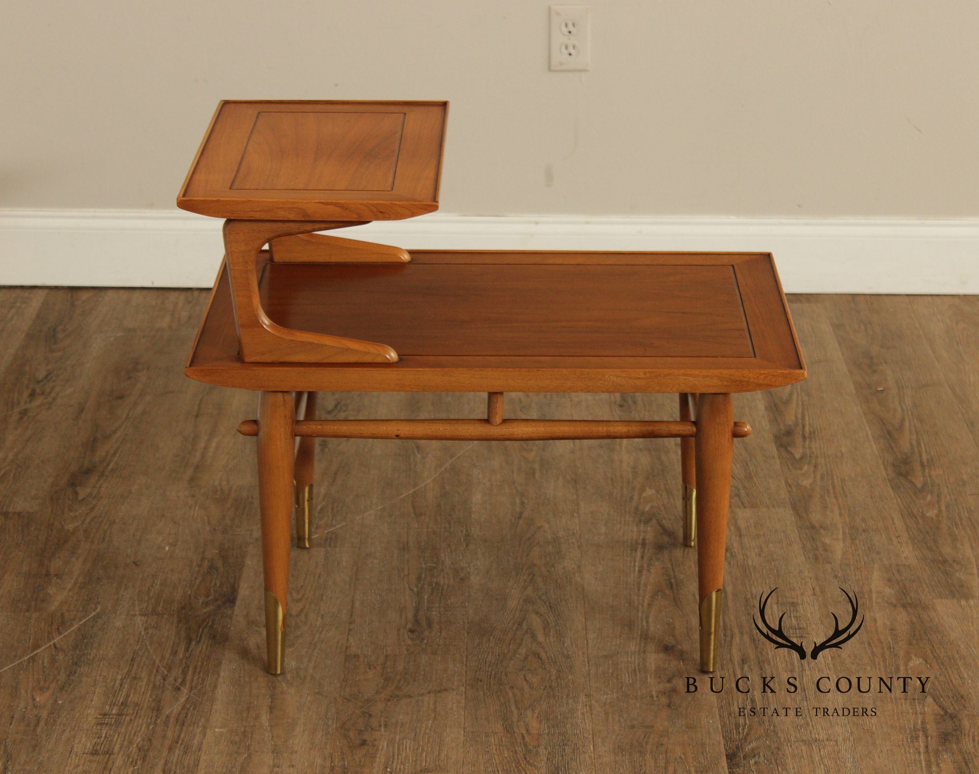 Lane Copenhagen Mid-Century Modern Two-Tier Walnut End Table