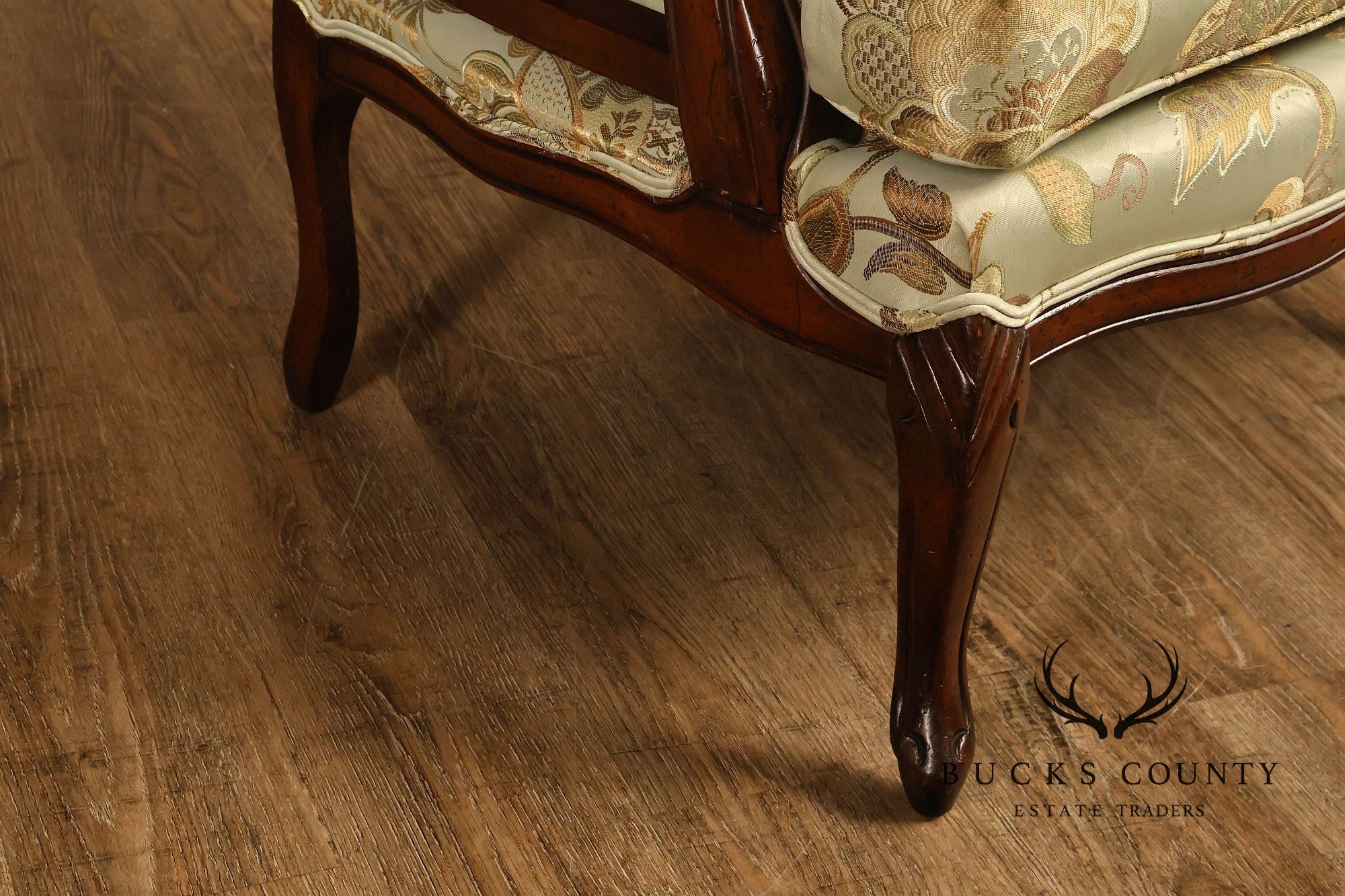 Louis XV Style Pair Of Bergere Upholstered Lounge Chairs