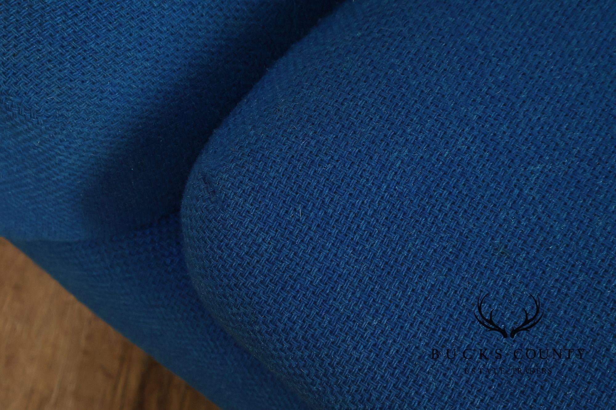 Schnadig Mid Century Modern Blue Upholstered Swivel Lounge Chair