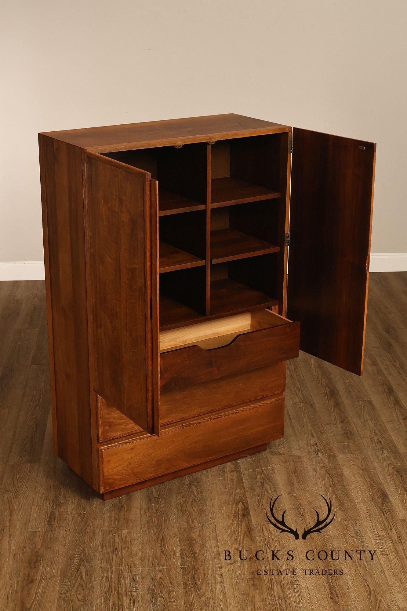 Lane Mid Century Modern Walnut Gentleman's Chest Armoire