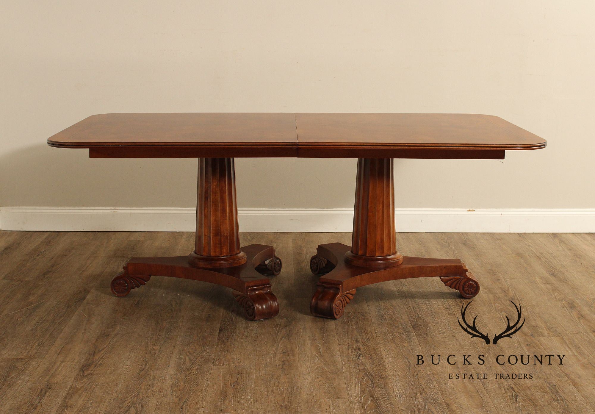 Empire Style Double Pedestal Mahogany Dining Table