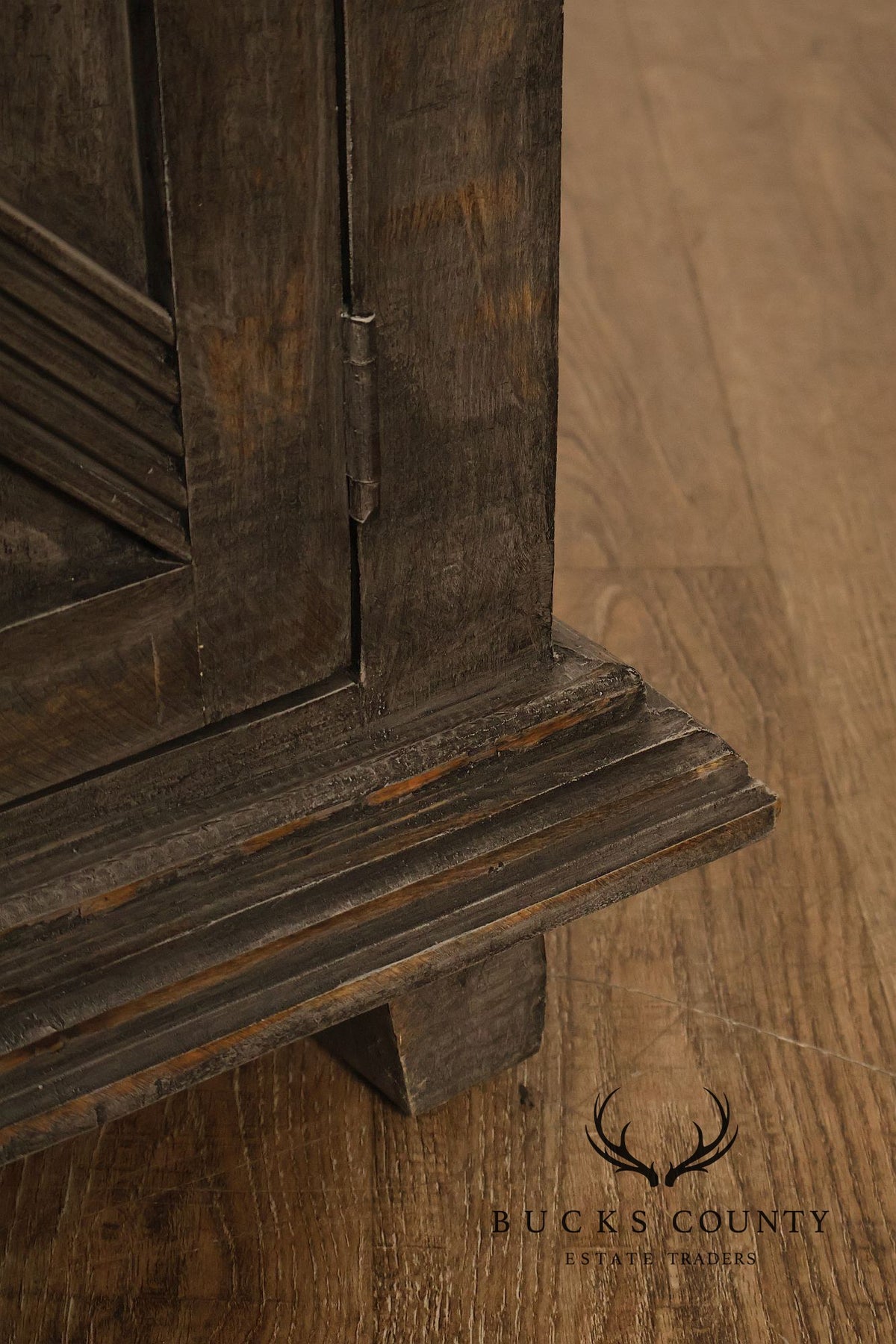 Rustic Gray Wood Four Door Lattice Design Sideboard