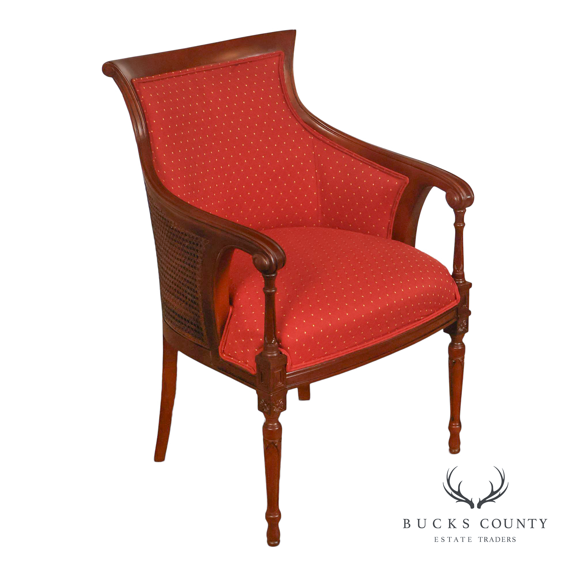 Bassett Federal Style Mahogany Cane Back Accent Chair