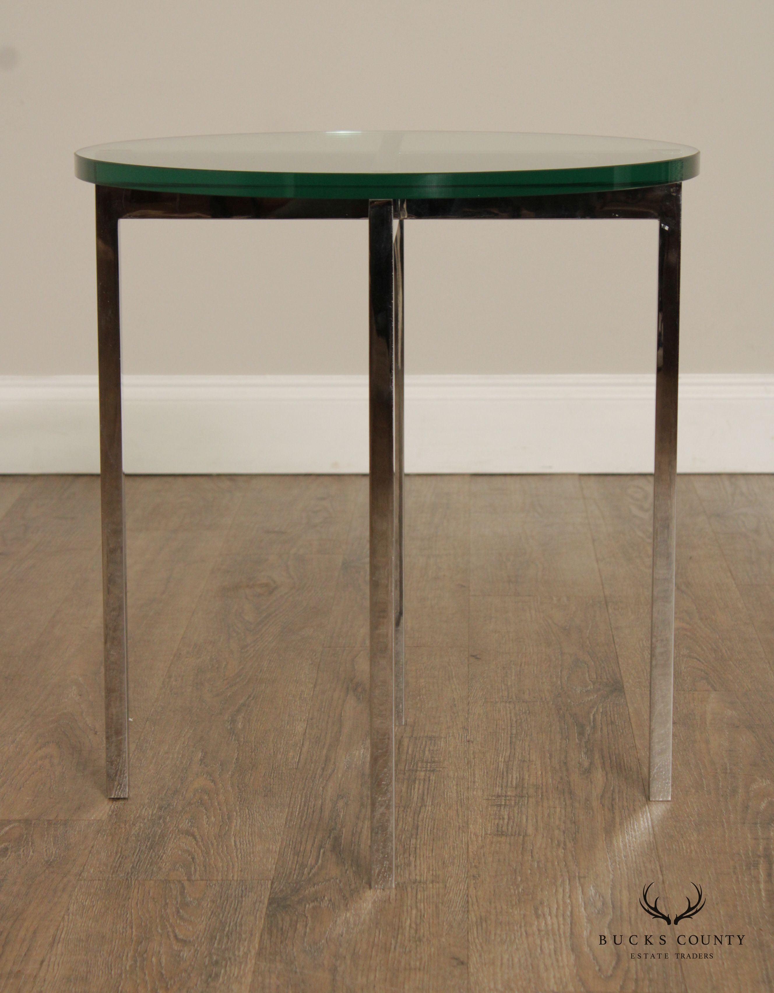 Mid Century Modern Glass Top Chrome Side Table