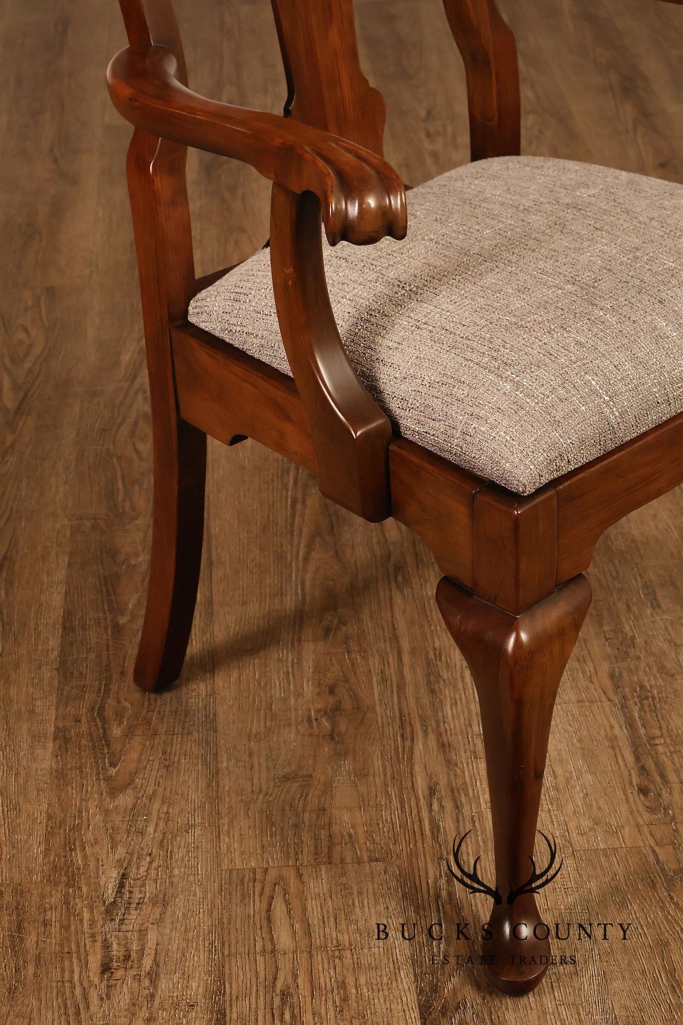 Queen Anne Style Set Of Six Cherry Dining Chairs