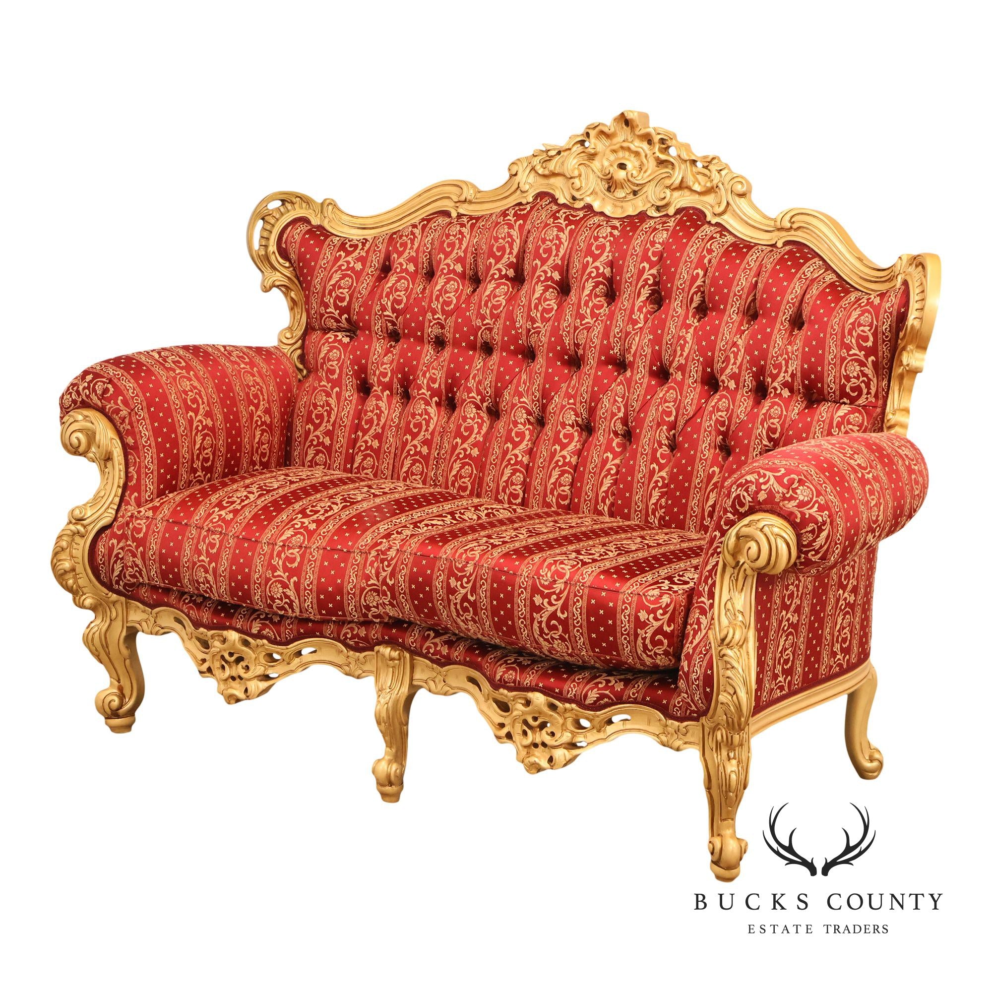 Baroque Style Giltwood Tufted Sofa