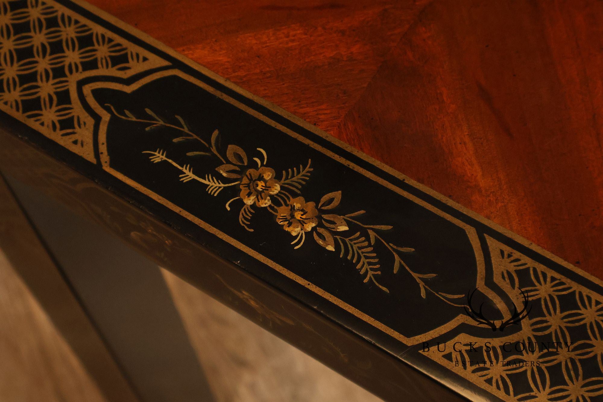 Drexel Heritage 'Et Cetera' Chinoiserie Painted Parsons Console Sofa Table