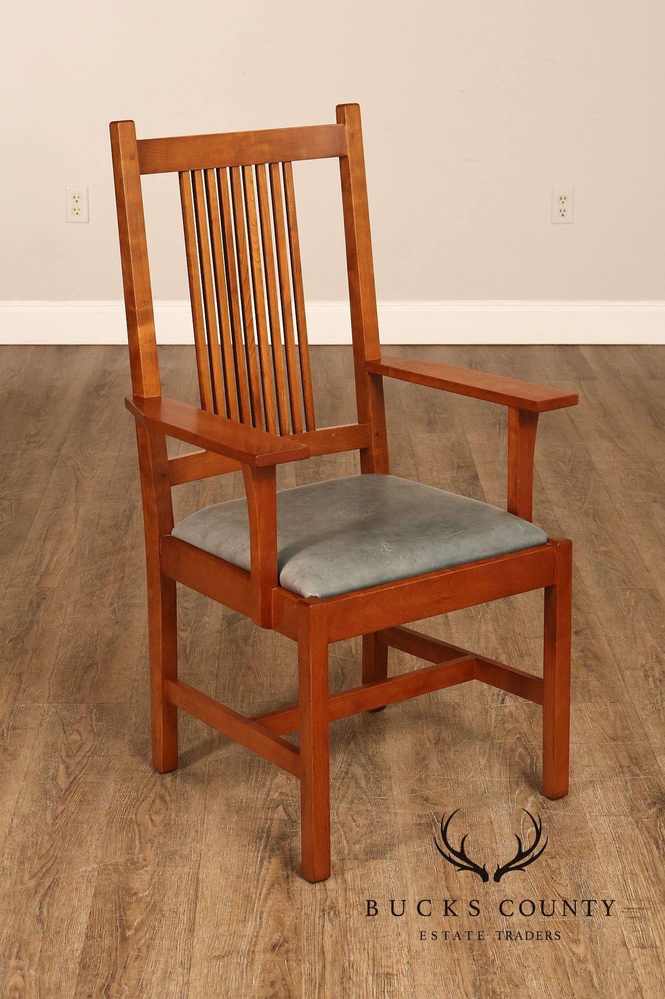 Stickley Mission Collection Set Of Eight Cherry Spindle Dining Chairs