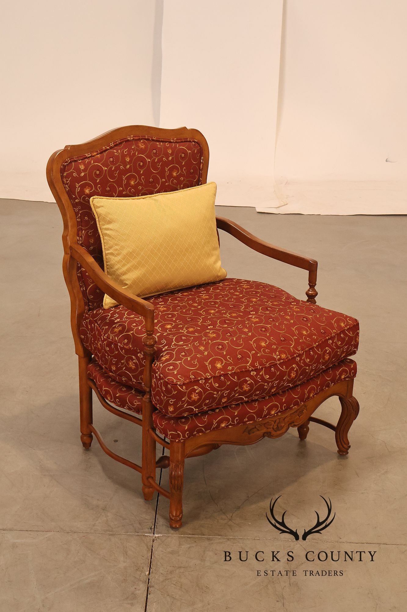 Highland House Pair Of Genevieve French Country Upholstered Lounge Chairs
