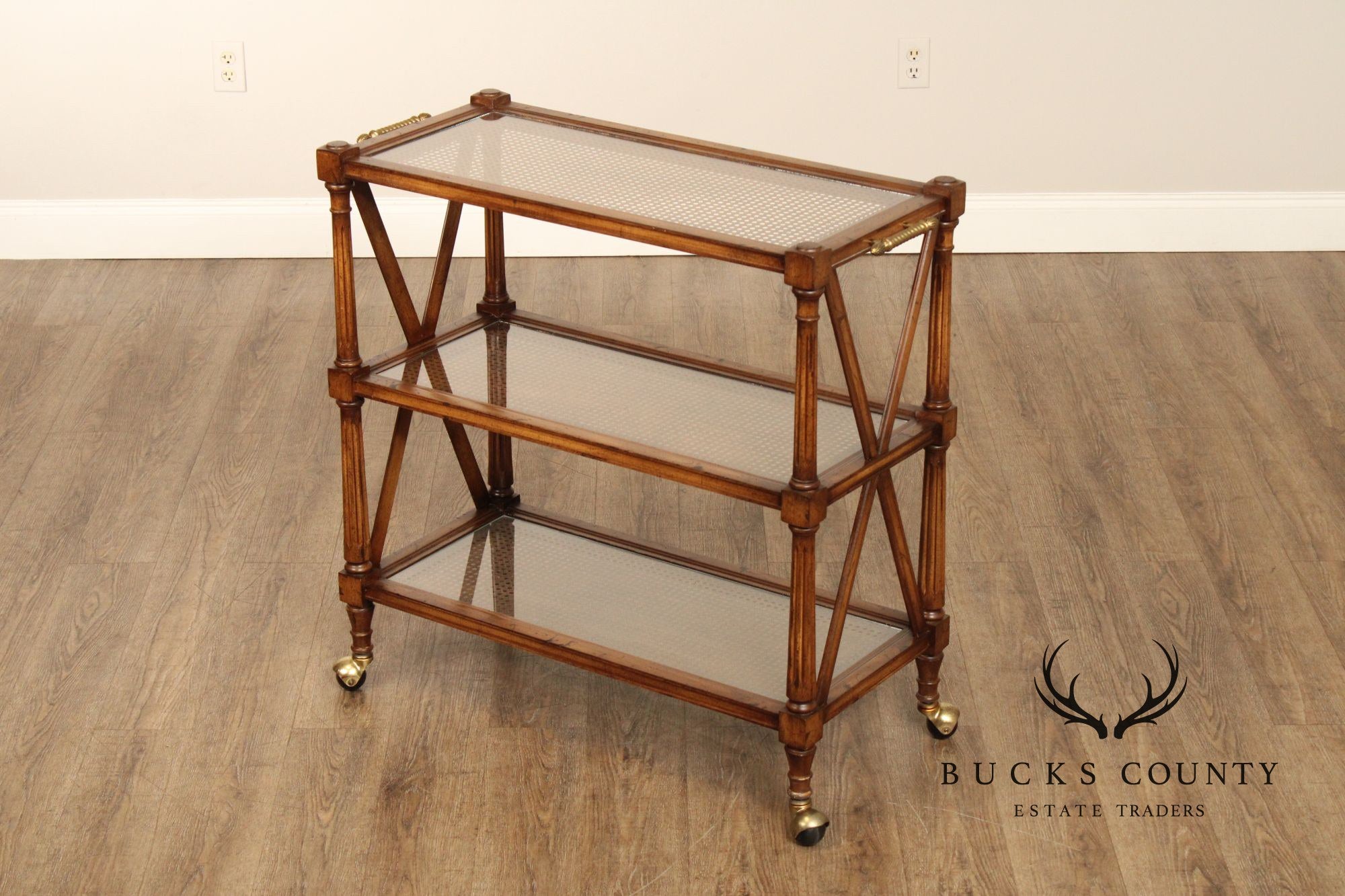 Regency Style Three-Tier Rolling Bar Cart