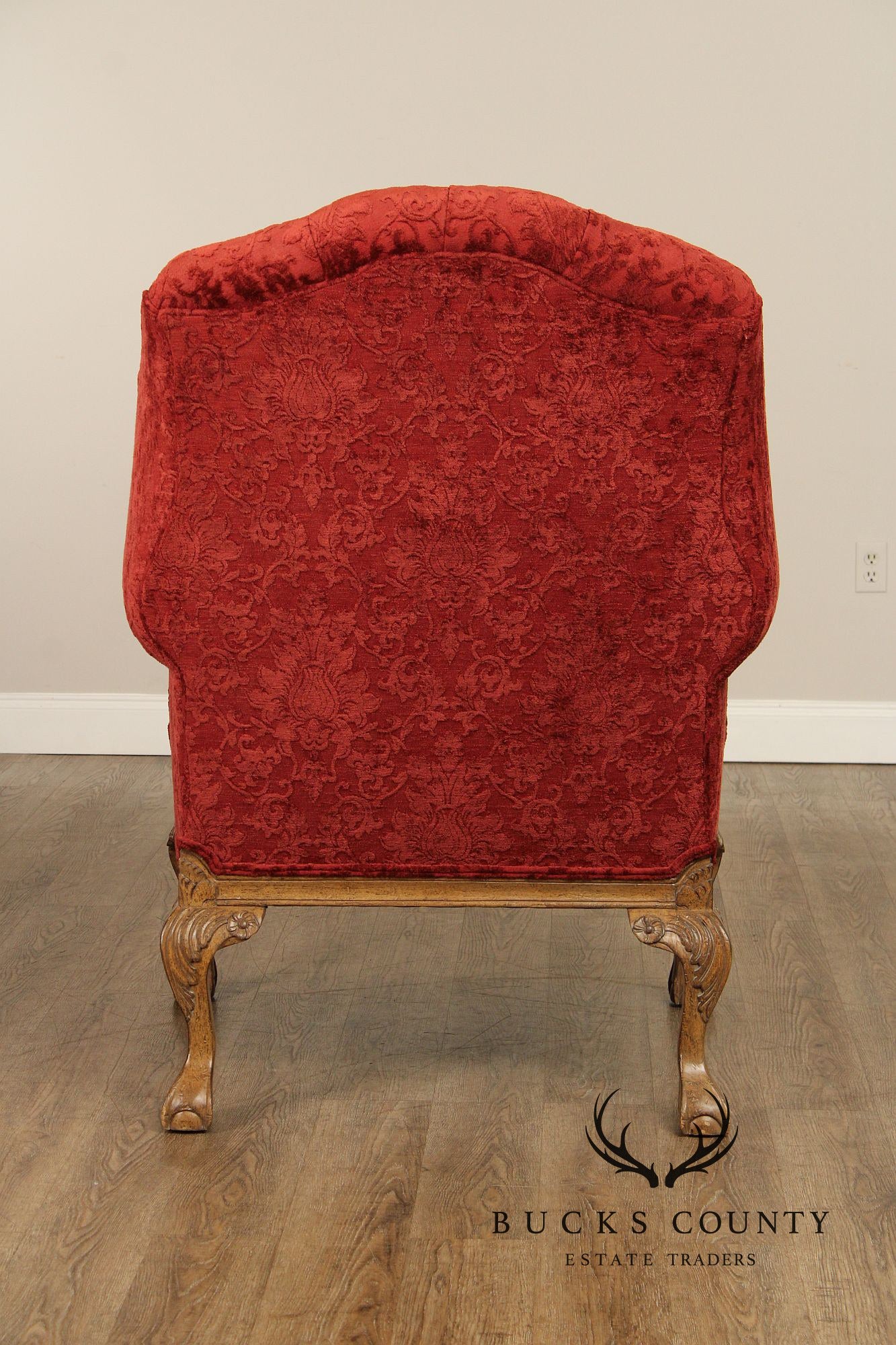 Georgian Style Pair of Wingback Armchairs and Ottoman