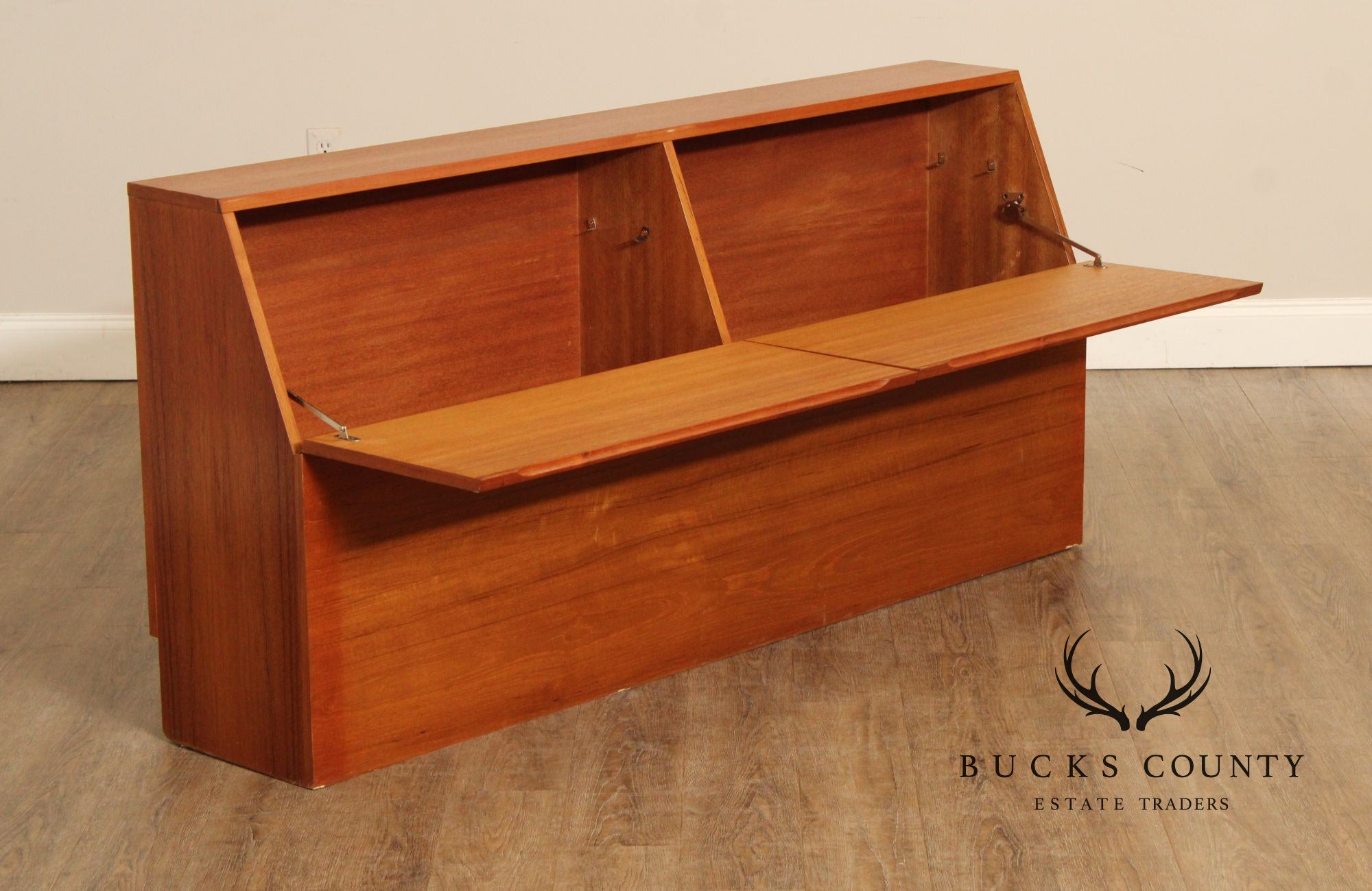 Danish Modern Teak Queen Storage Headboard