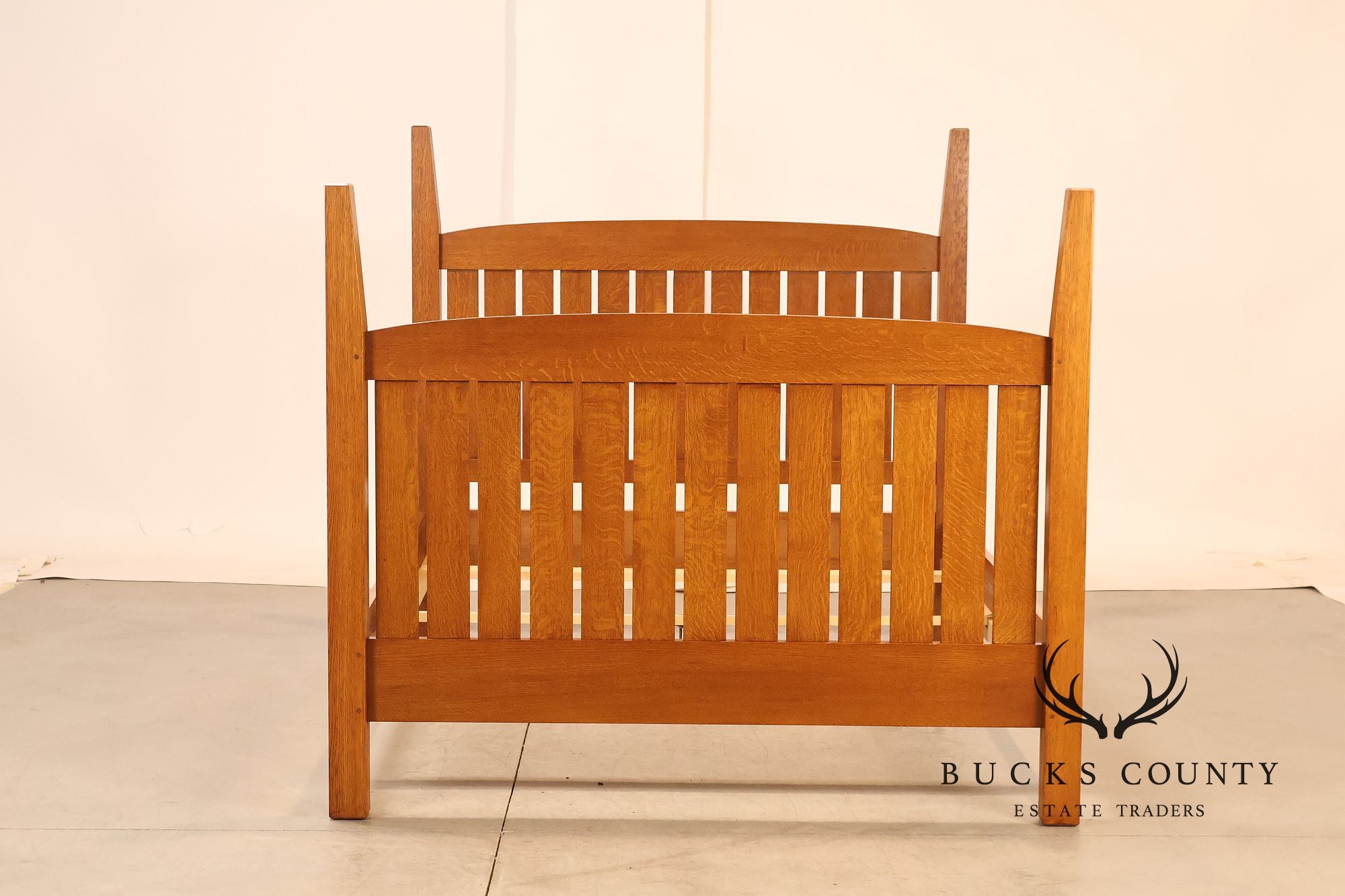 Custom Crafted Mission Style Oak Queen Bed Frame