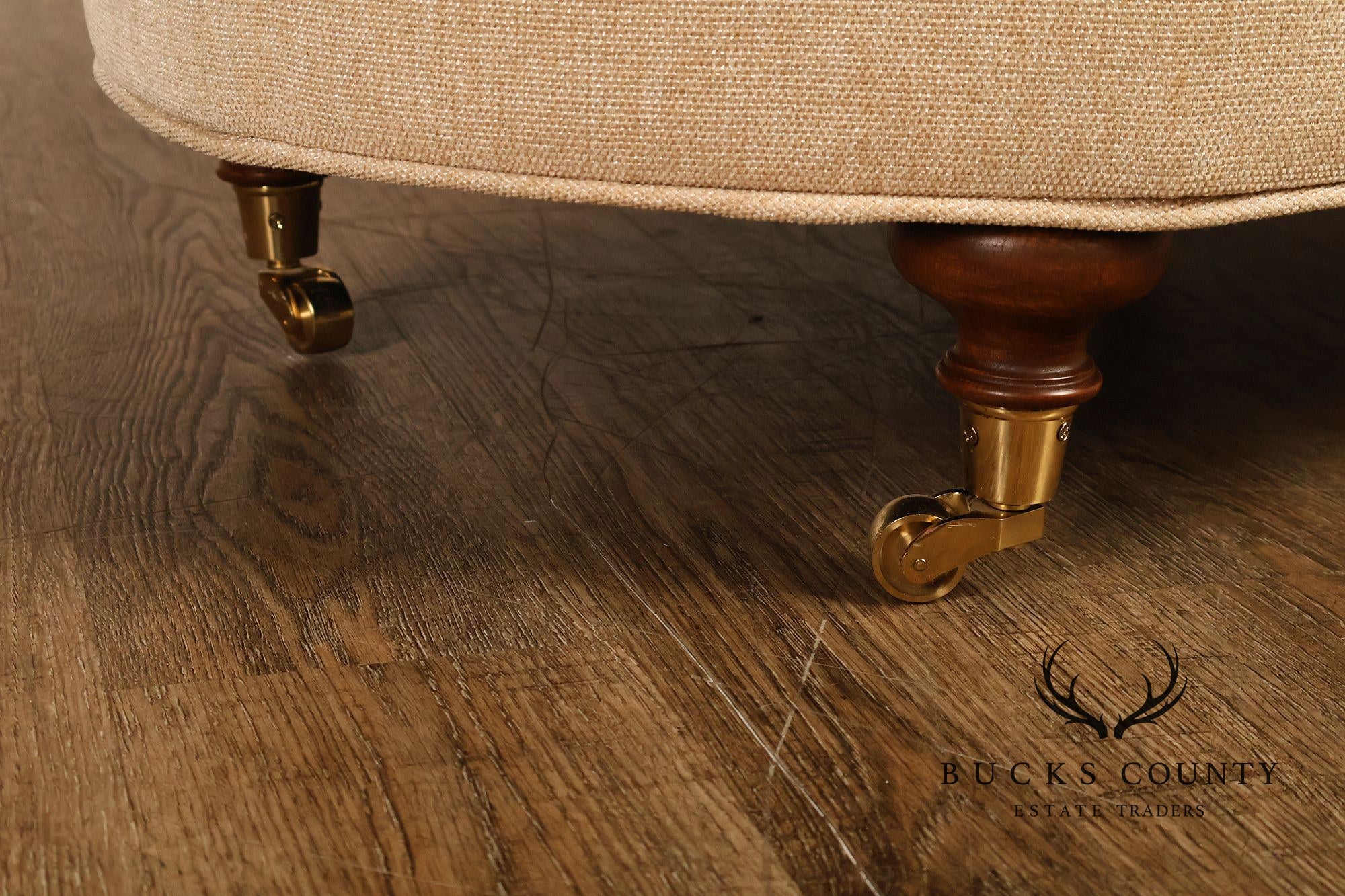 Traditional Tufted Upholstered Oval Ottoman