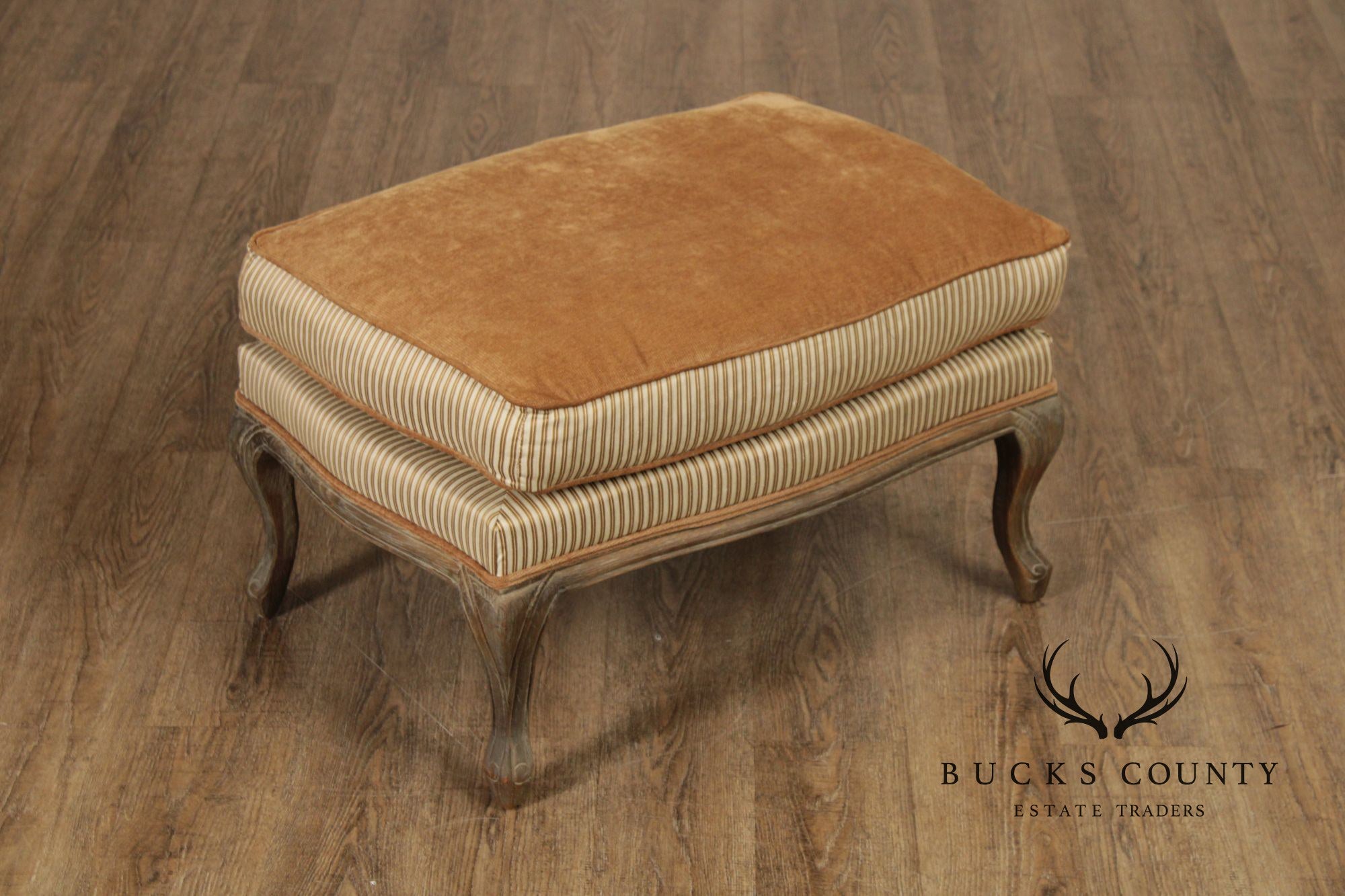 Restoration Hardware French Louis XV Style Pair of Marseilles Ottomans