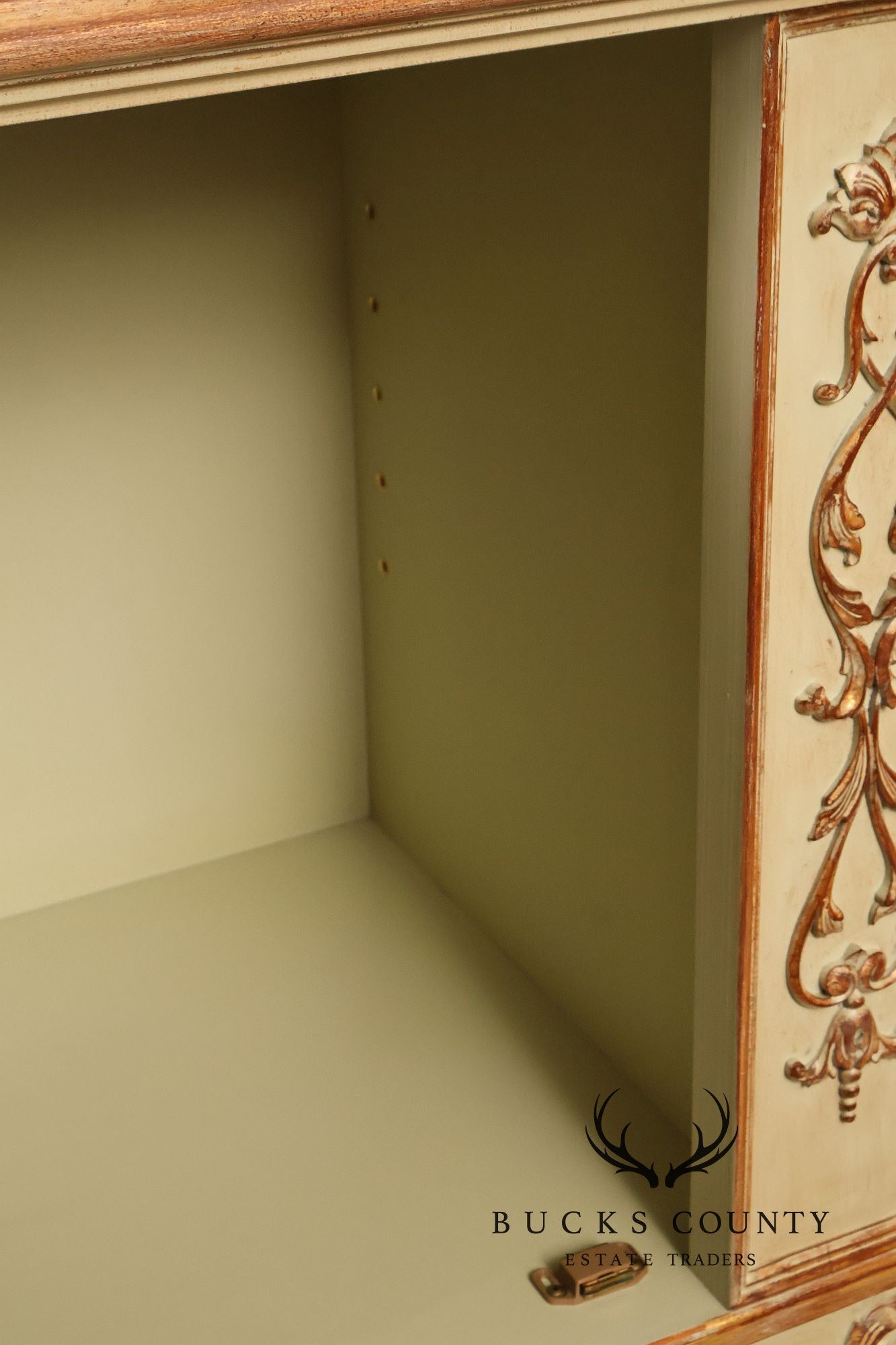 French Rococo Style Painted Sideboard Buffet Cabinet