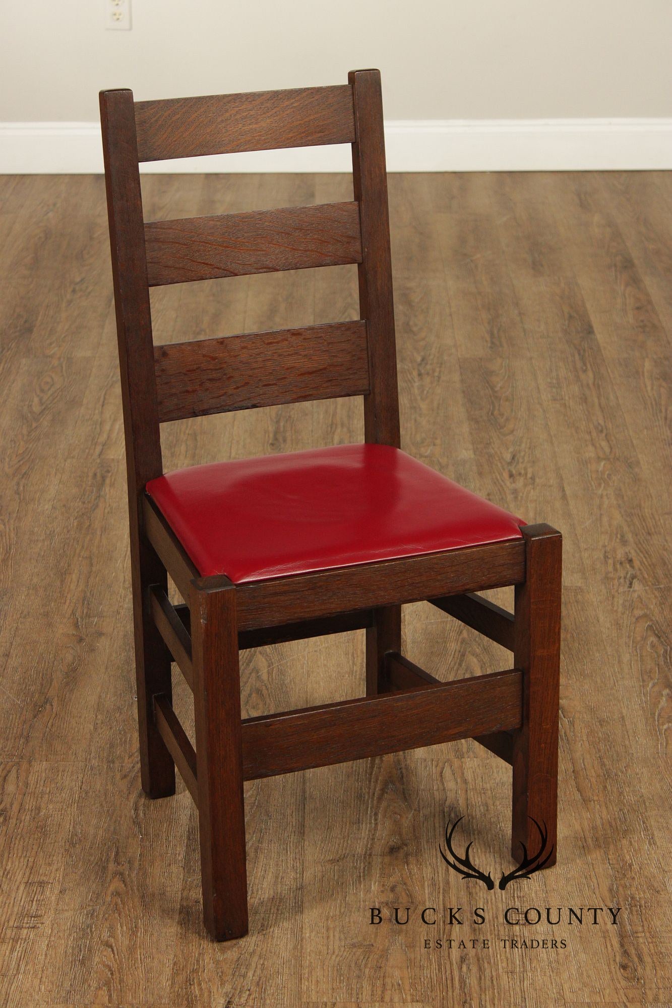 Antique Stickley Brothers Mission Oak Set Of 8 Ladder Back Dining Chairs