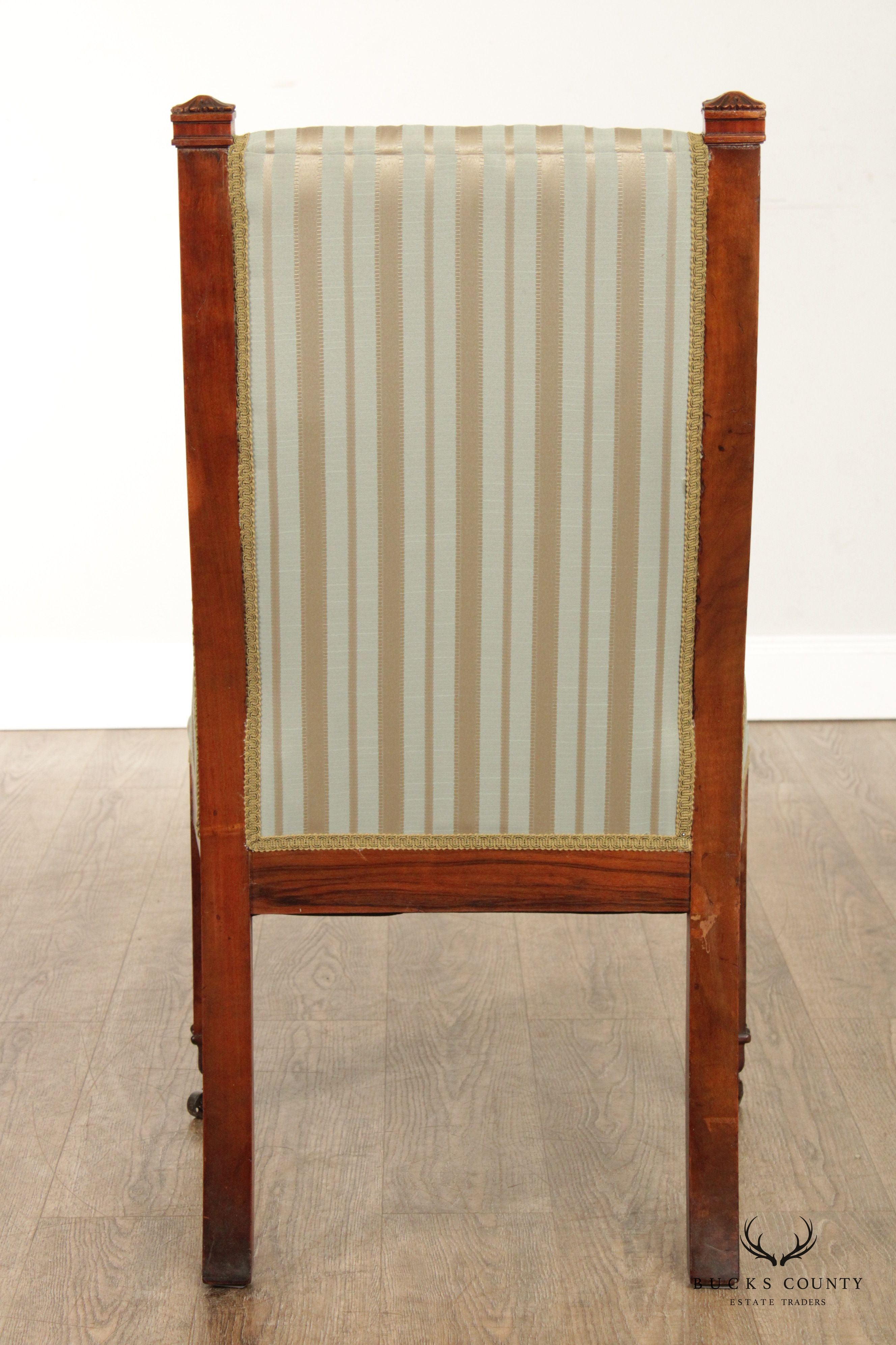 Antique Arts & Crafts Mother of Pearl Inlay Parlor Chair