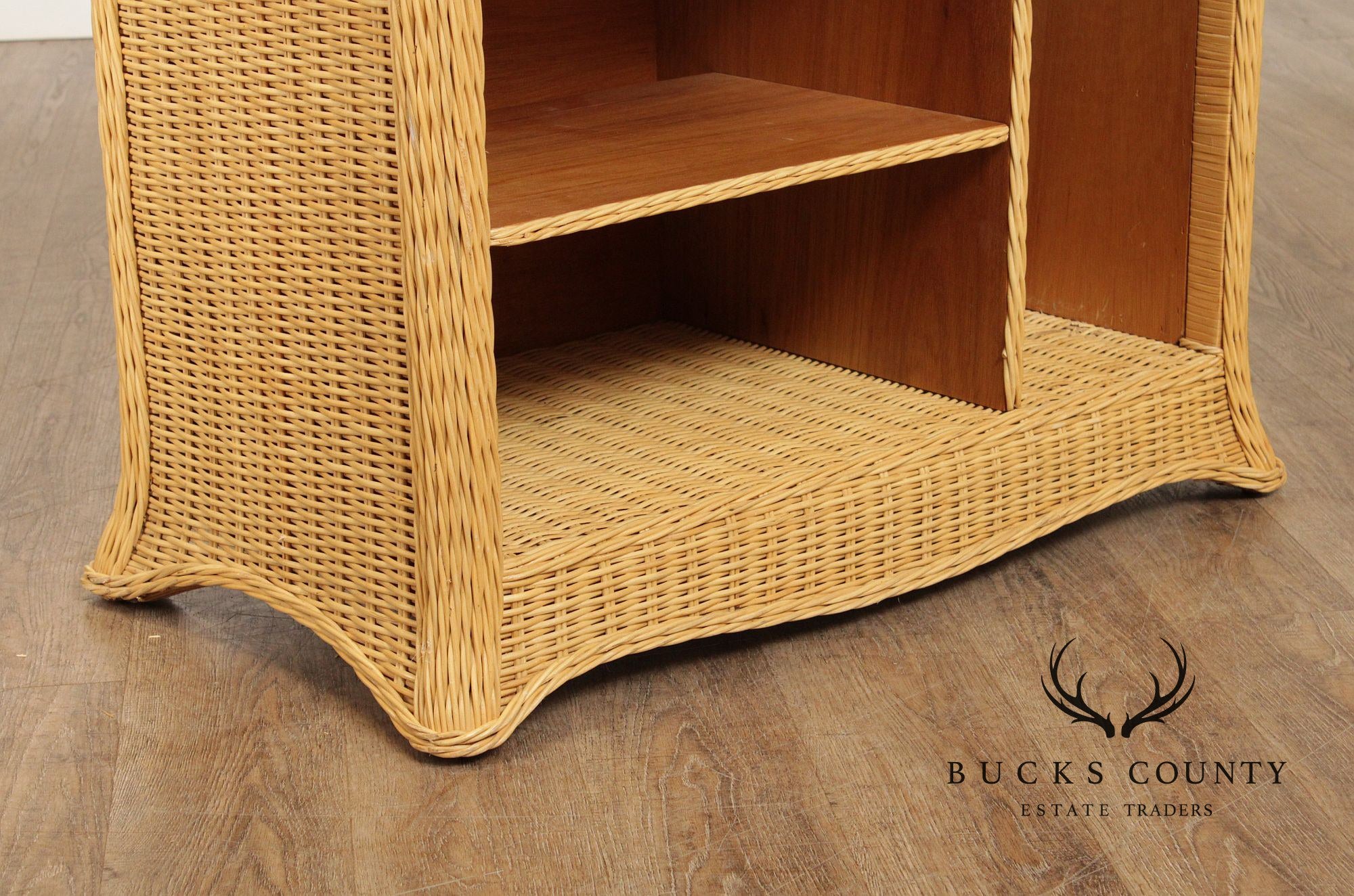 Vintage Wicker Computer Desk Console