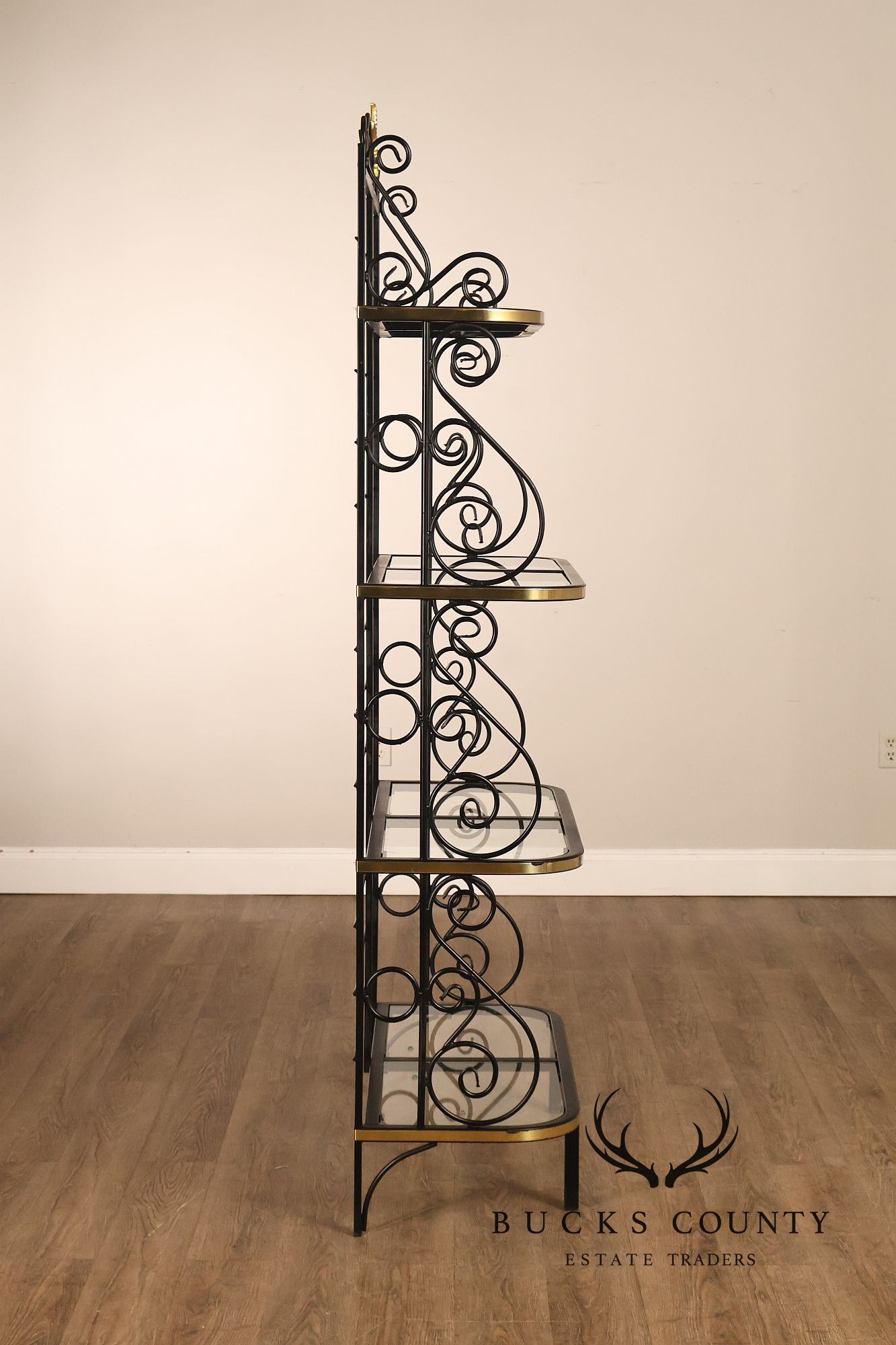 Morecraft French Country Style Wrought Iron And Glass Étagère