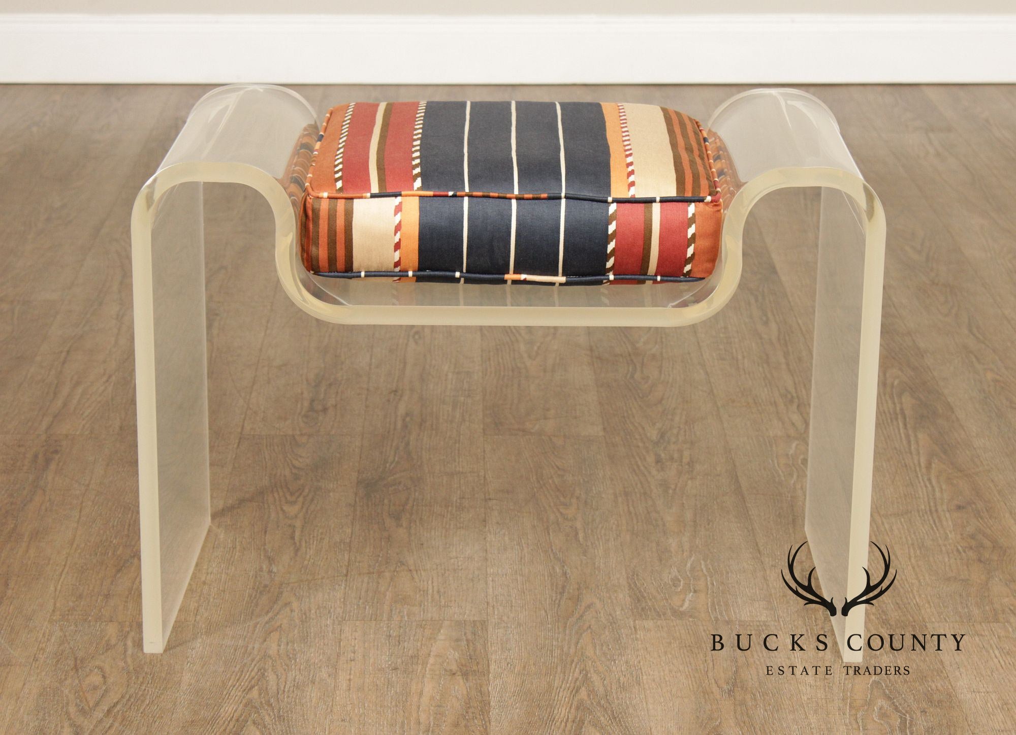 Karl Springer Attributed Modern Sculpted Lucite Stool