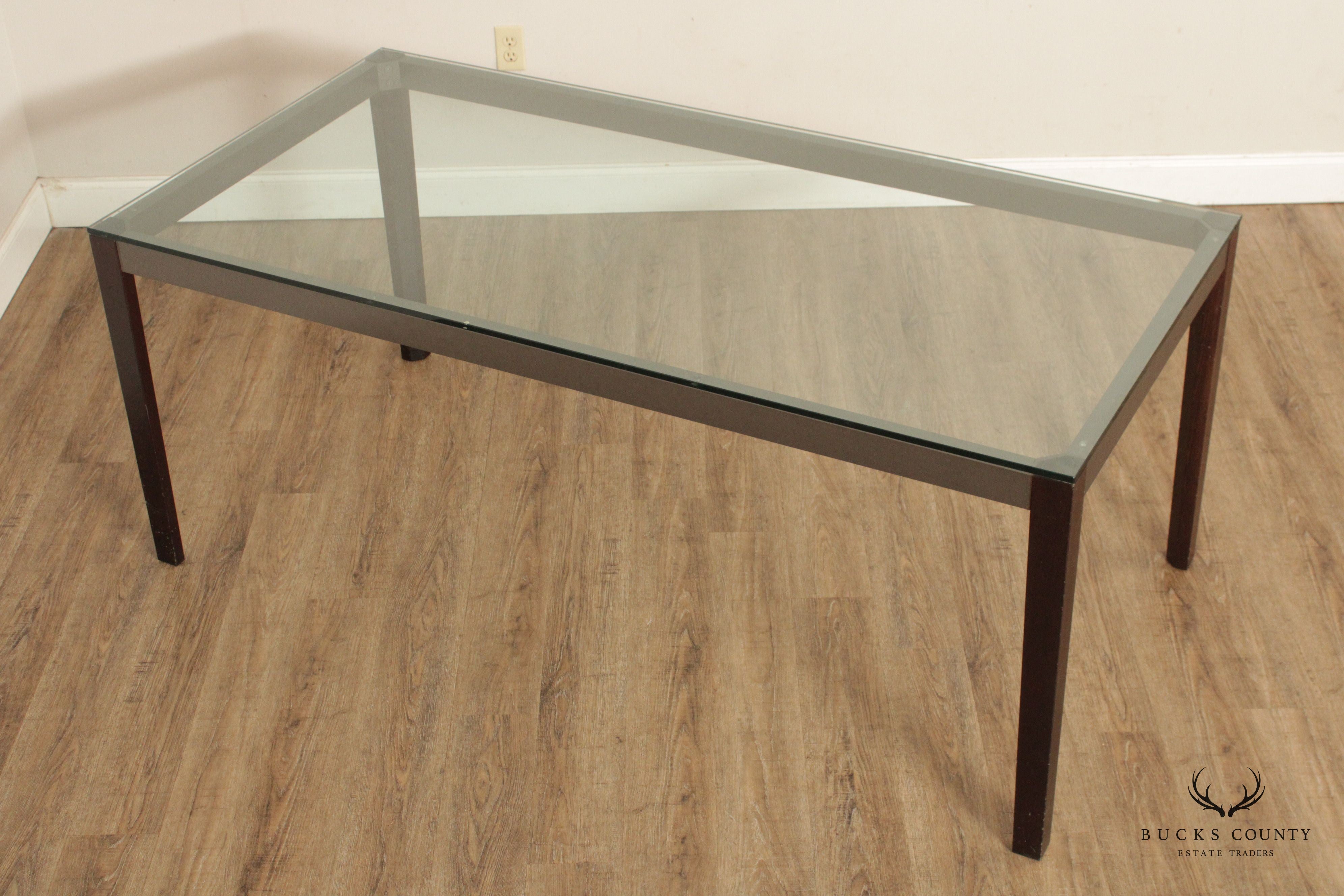 Contemporary Style Glass Top Parsons Dining Table