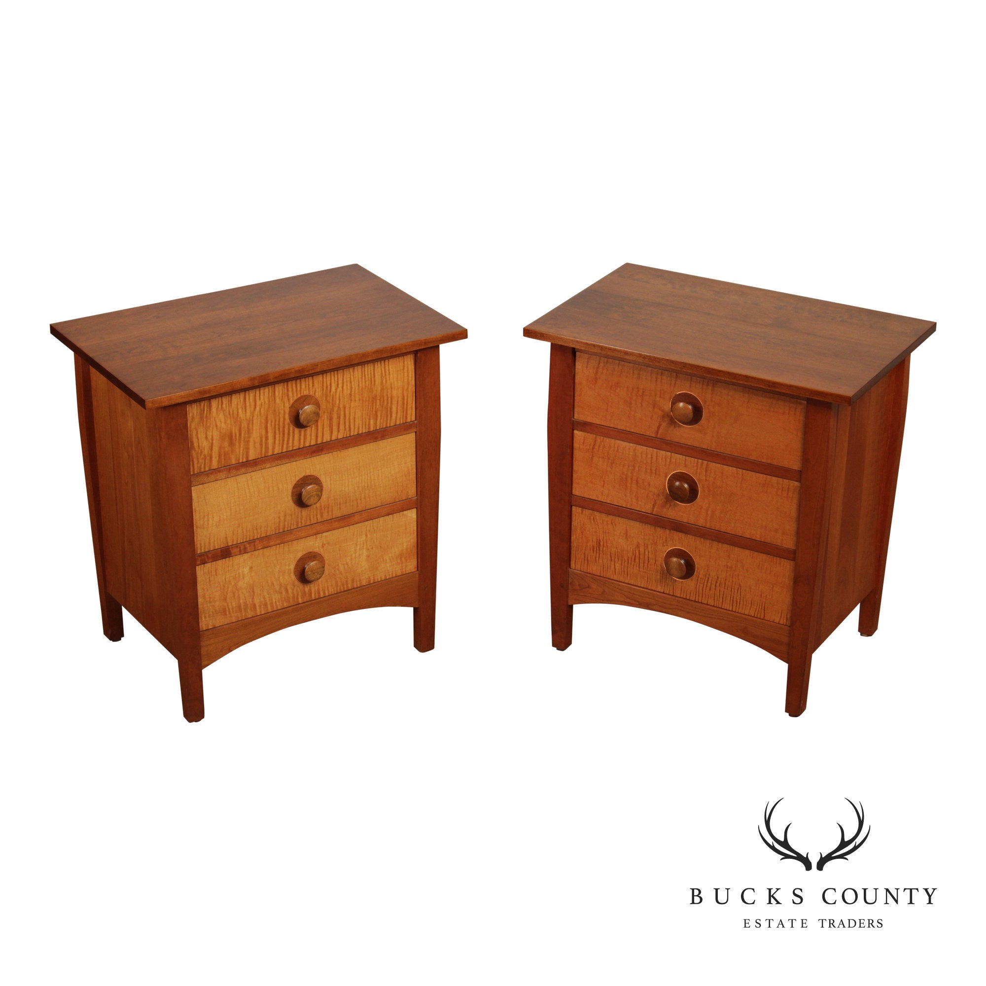 Stickley Mission Collection Pair of Harvey Ellis Three Drawer Cherry Nightstands