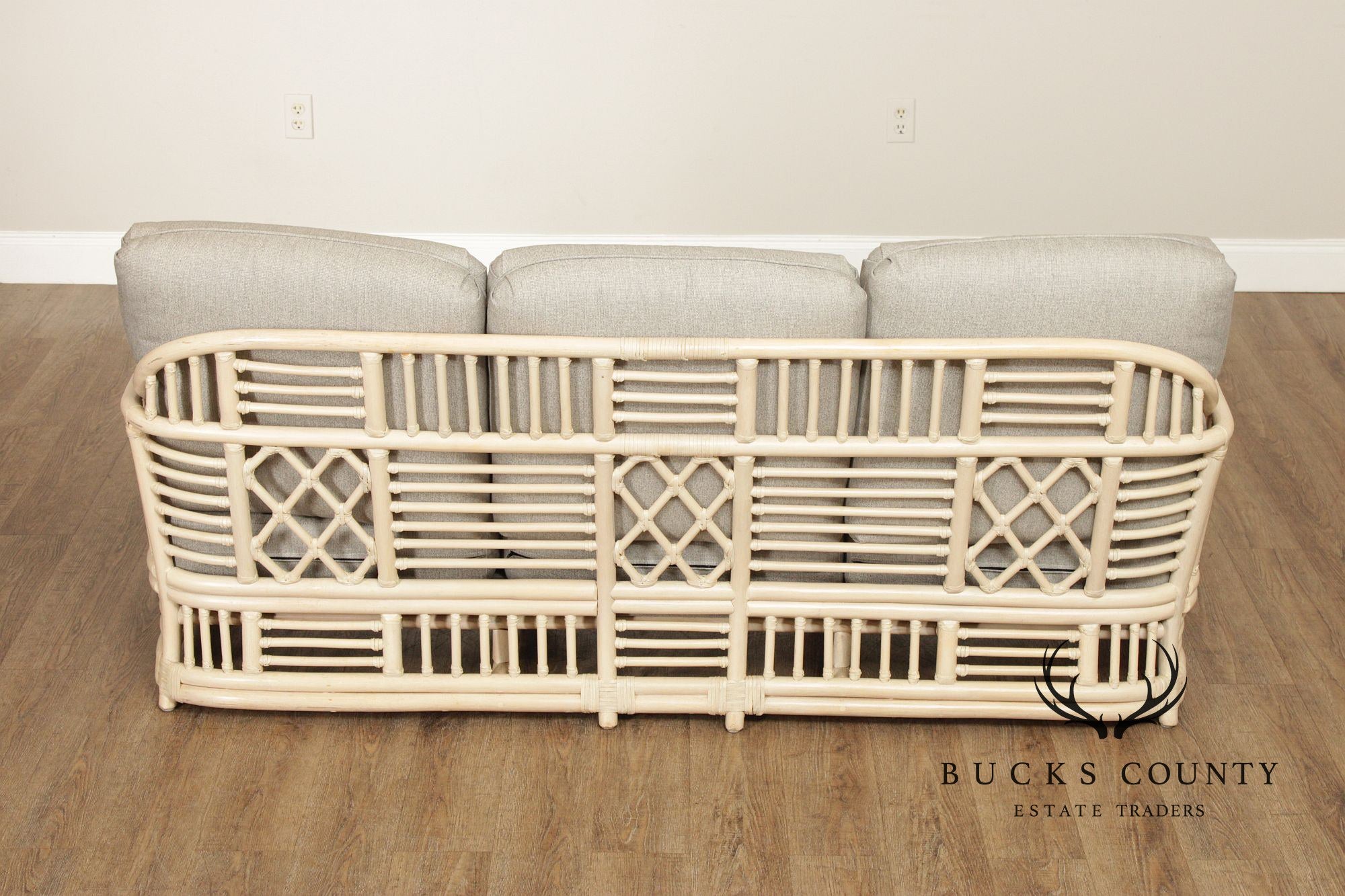 Brighton Pavilion Style Vintage Rattan Three-Seat Sofa