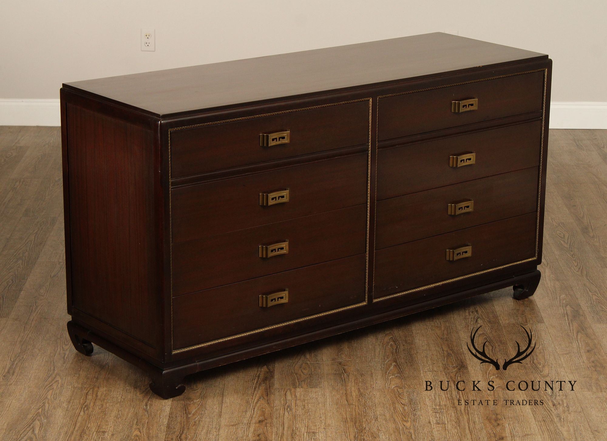 Rway  Mid-Century Asian Inspired Mahogany Dresser